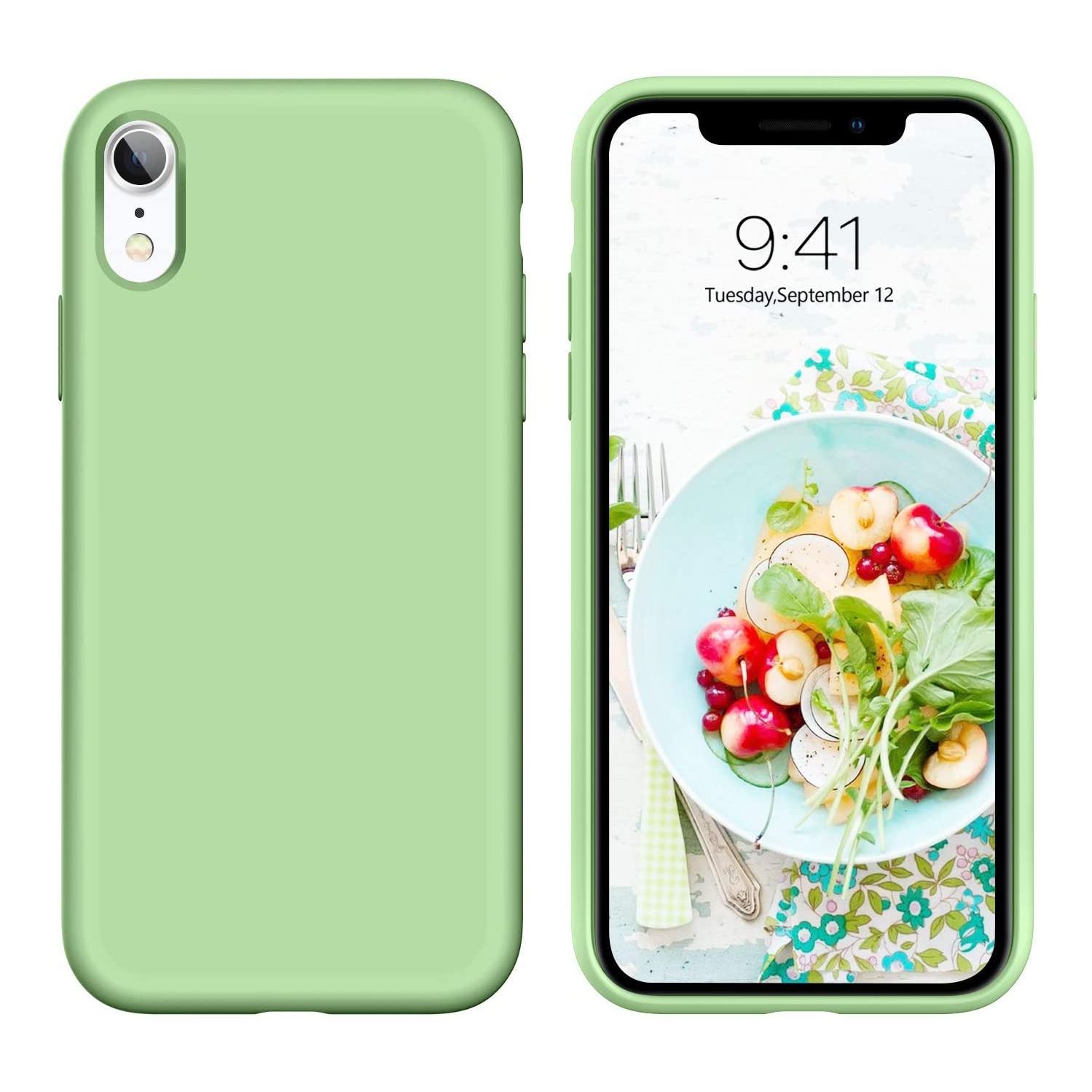iPhone XR Case, Liquid Silicone Soft Gel Rubber Slim Cover with Microfiber Cloth Lining Cushion Shockproof Full
