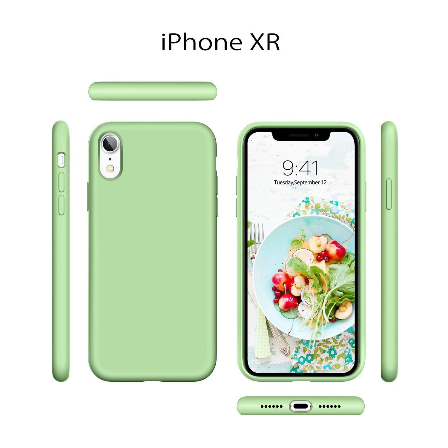 iPhone XR Case, Liquid Silicone Soft Gel Rubber Slim Cover with Microfiber Cloth Lining Cushion Shockproof Full