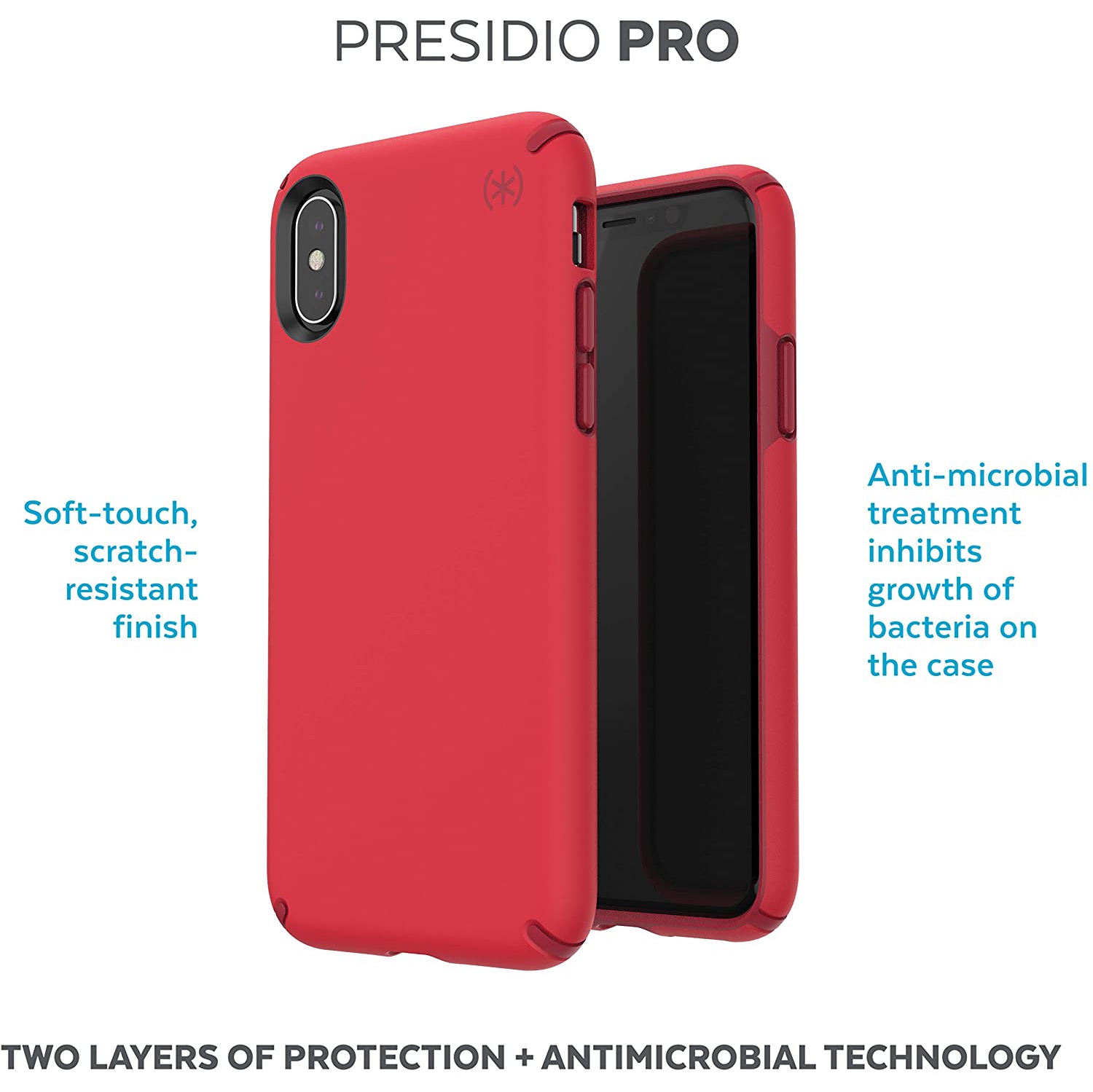 Presidio Pro iPhone Xs/iPhone X Case, Heartrate Red/Vermillion Red