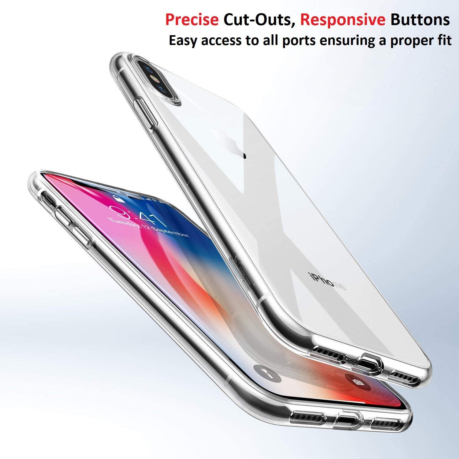 Étui iPhone X/XS - TPUR mince et souple [transparent] pour Apple iPhone X et iPhone