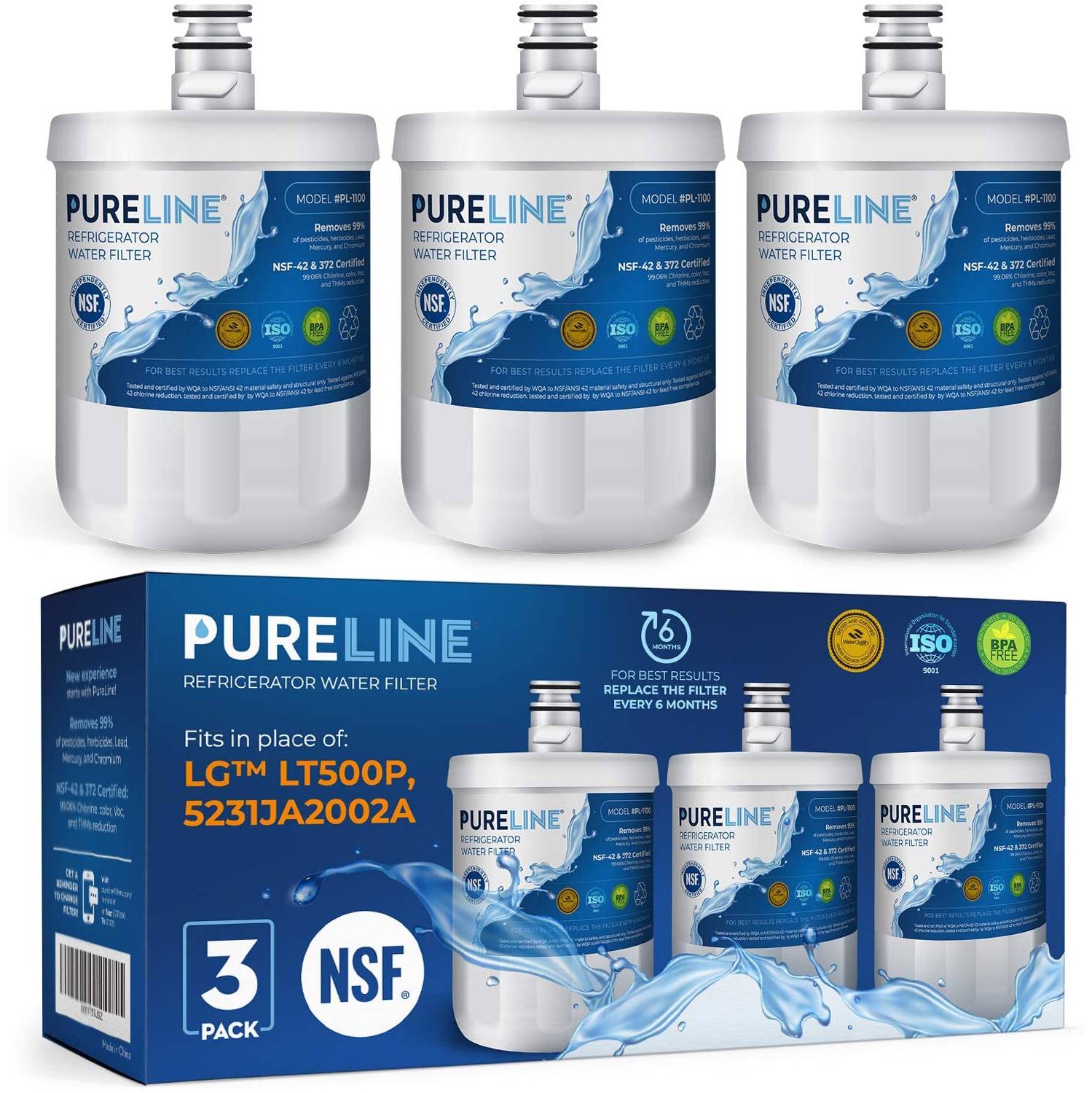 9890 et LT500P remplacement de filtre à eau pour 9890, LG LT500P, LG 5231JA2002A, GEN11042FR-08,