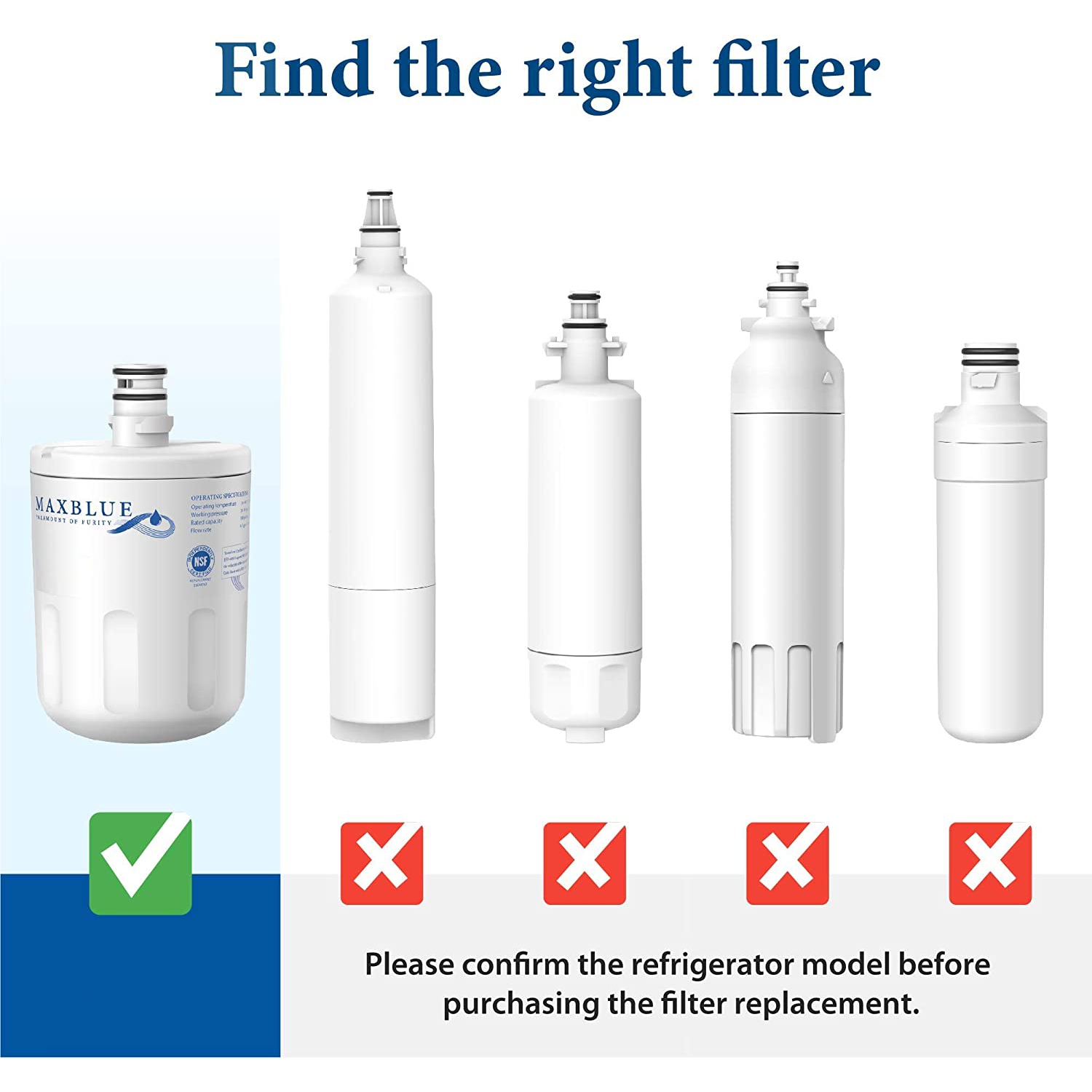 5231JA2002A Refrigerator Water Filter, Replacement for LG LT500P, GEN11042FR-08, LFX25974ST, ADQ72910901,