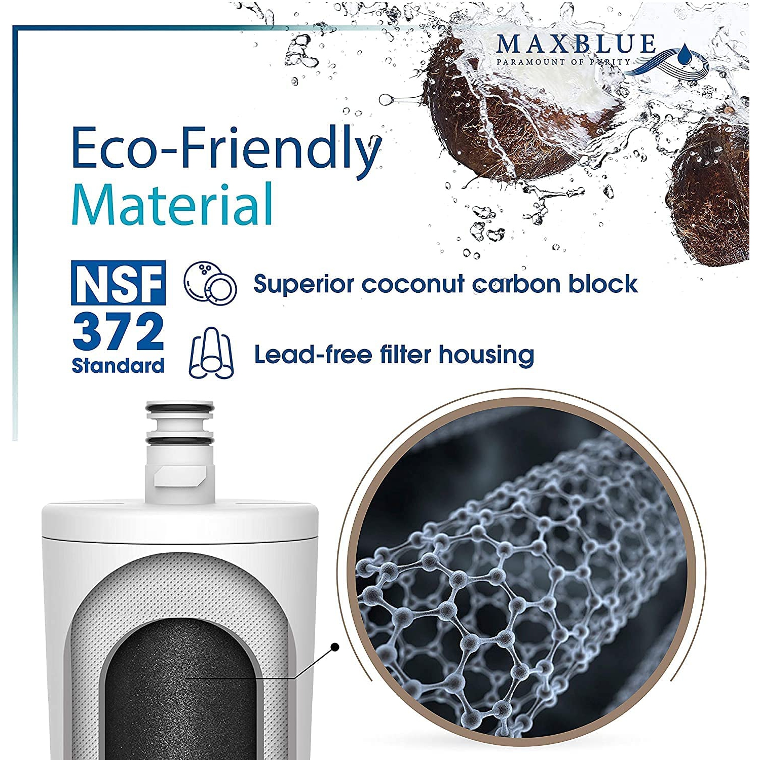 5231JA2002A Refrigerator Water Filter, Replacement for LG LT500P, GEN11042FR-08, LFX25974ST, ADQ72910901,