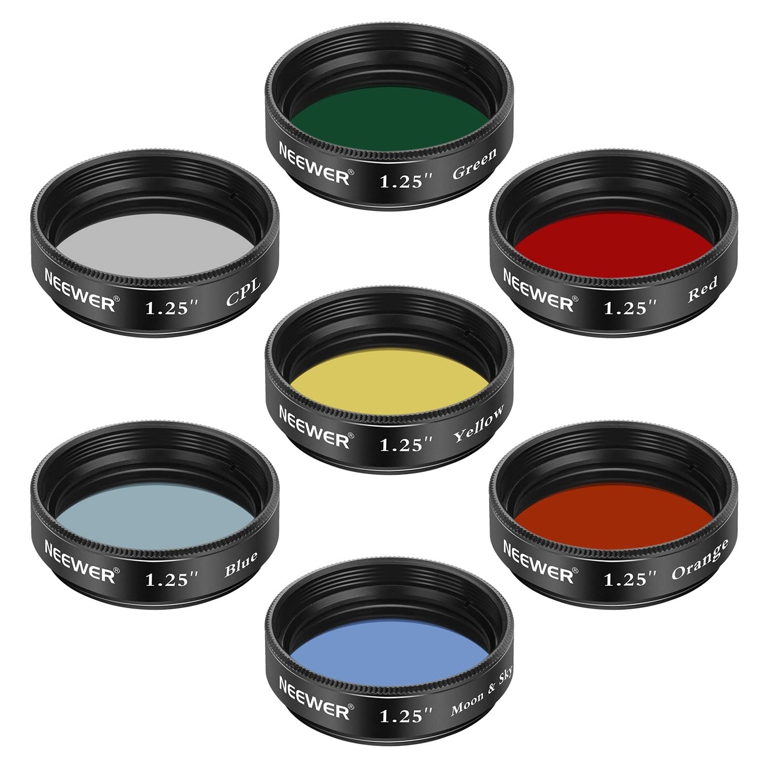 Filtre de Lune pour télescope de 1.25 po, filtre CPL, ensemble de 5 filtres de couleur Oculaires