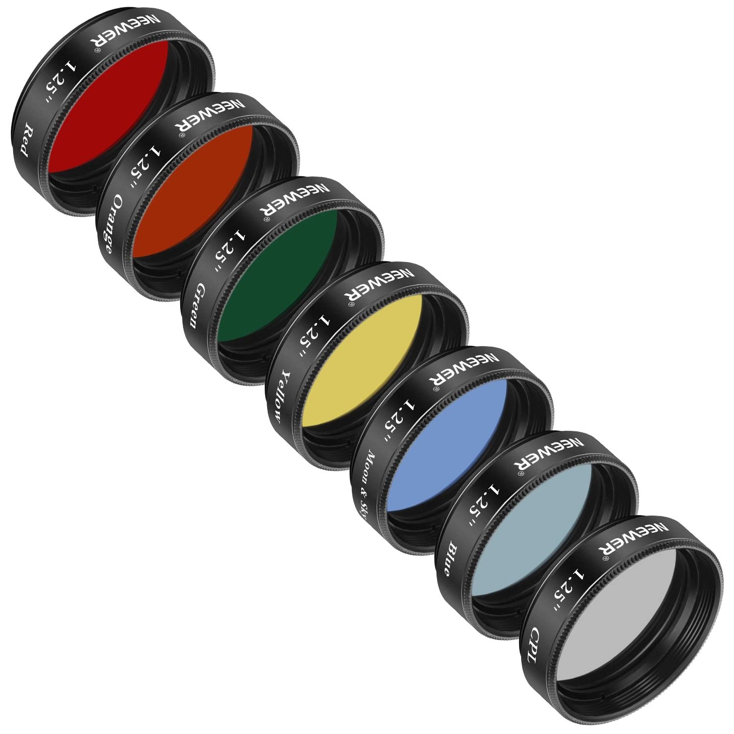 Filtre de Lune pour télescope de 1.25 po, filtre CPL, ensemble de 5 filtres de couleur Oculaires