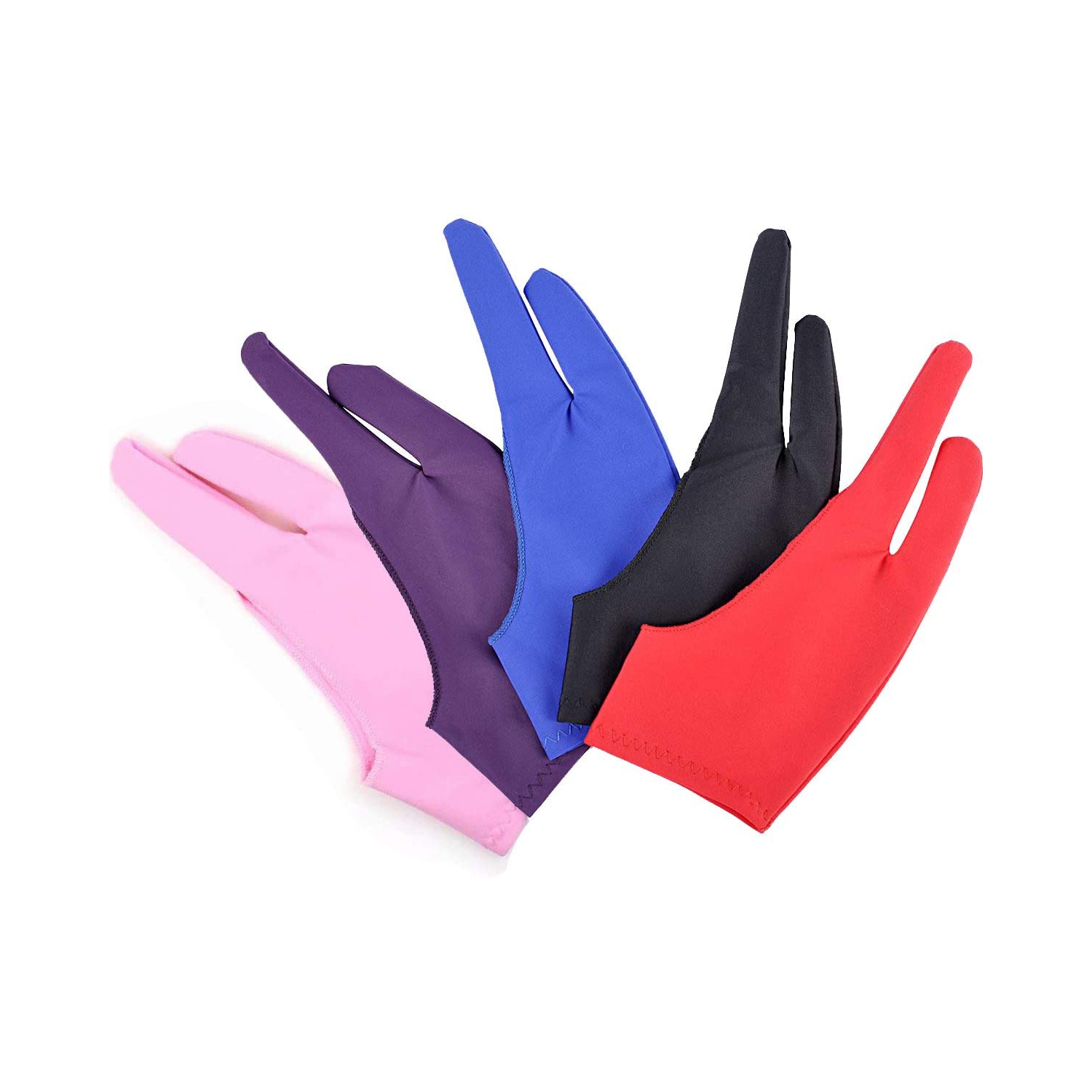 Gants d’artiste de 5 pièces pour tablette à dessin, gants anti-fautes à deux doigts, gants à dessin pour tablette, artiste numérique