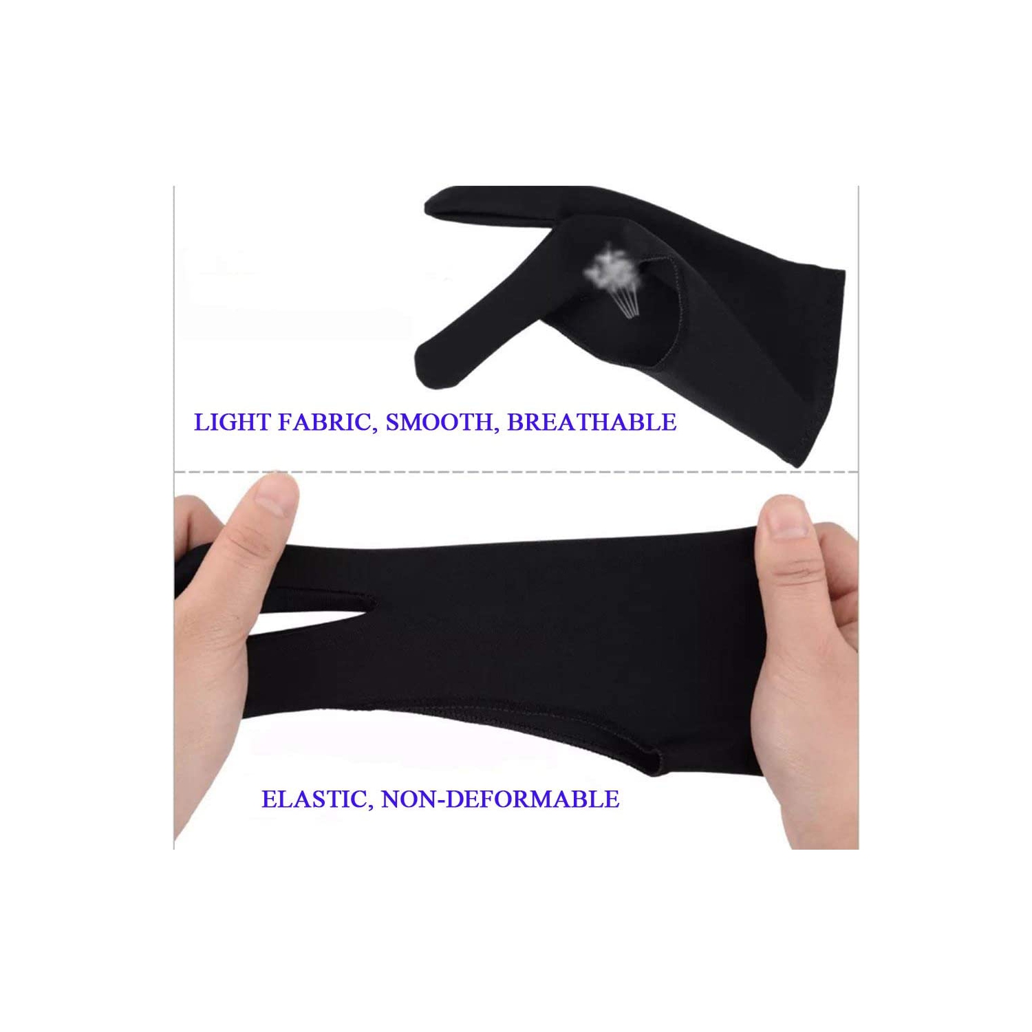 Gants d’artiste de 5 pièces pour tablette à dessin, gants anti-fautes à deux doigts, gants à dessin pour tablette, artiste numérique