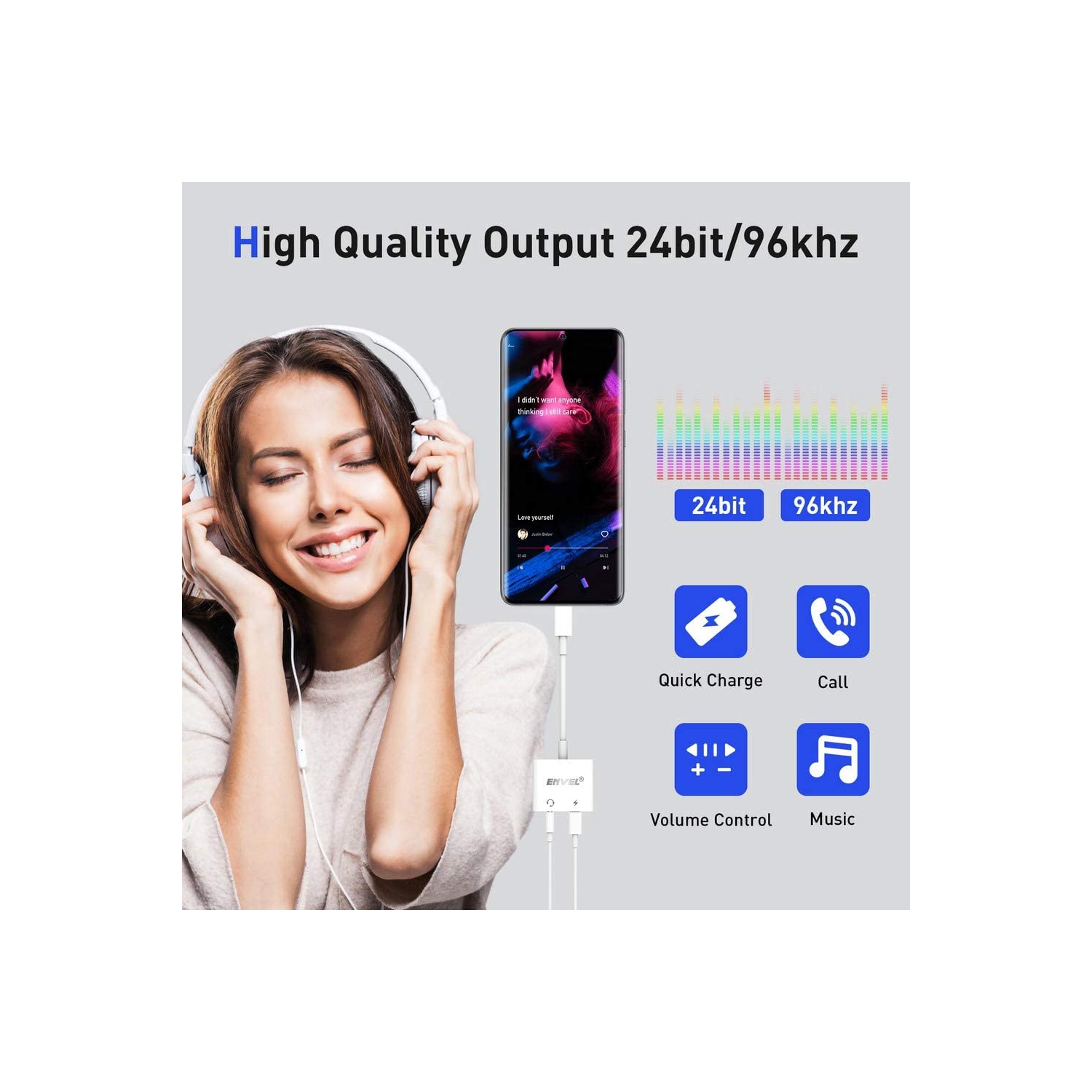 Adaptateur pour écouteurs USB-C et connecteur 3,5 mm vers USB-C répartiteur pour casque d’écoute, audio pour écouteurs et chargeur compatible avec