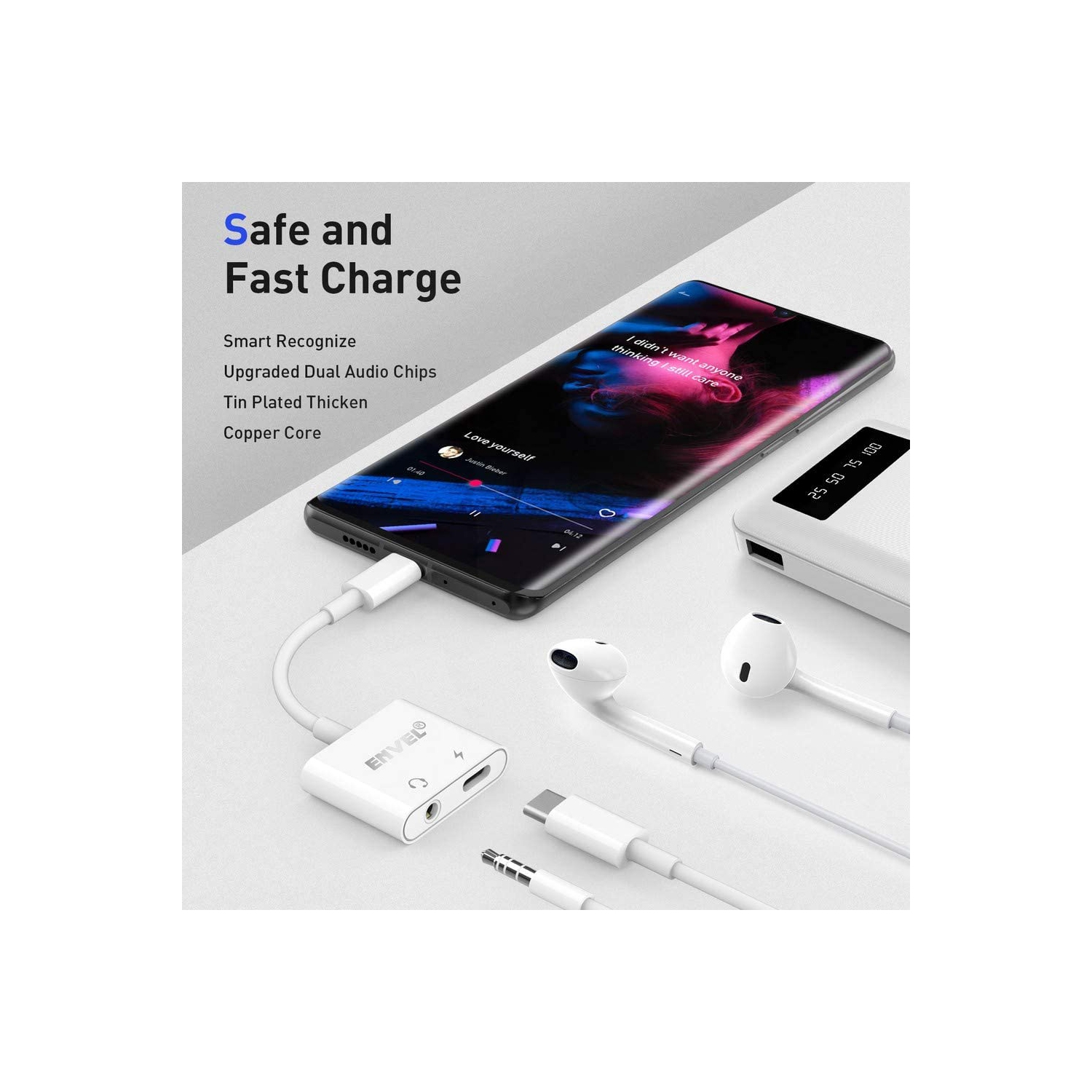 Adaptateur pour écouteurs USB-C et connecteur 3,5 mm vers USB-C répartiteur pour casque d’écoute, audio pour écouteurs et chargeur compatible avec