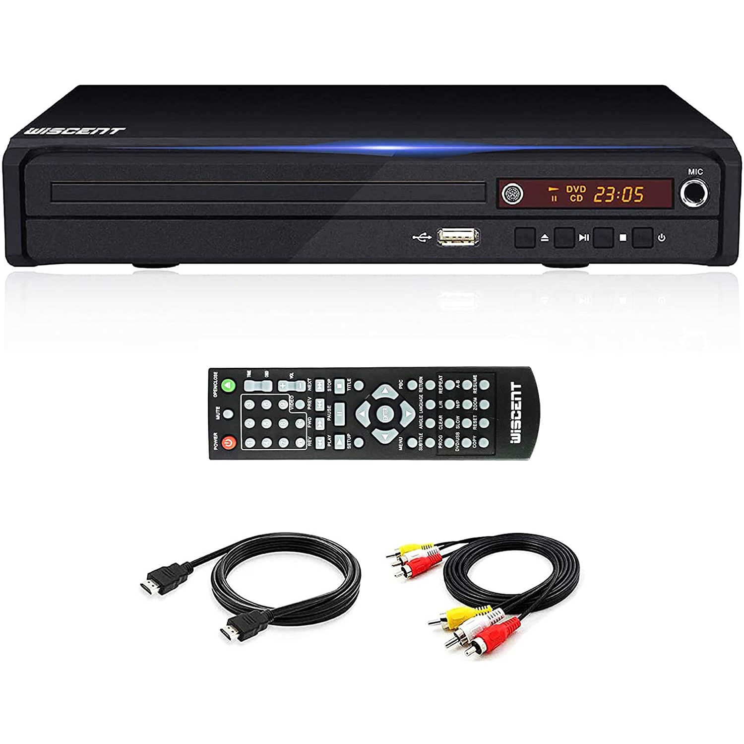 DVD Player for TV,with HDMI AV Output, Karaoke MIC, USB Input, Built-in PAL NTSC System, All Region Free, HD1080P DVD