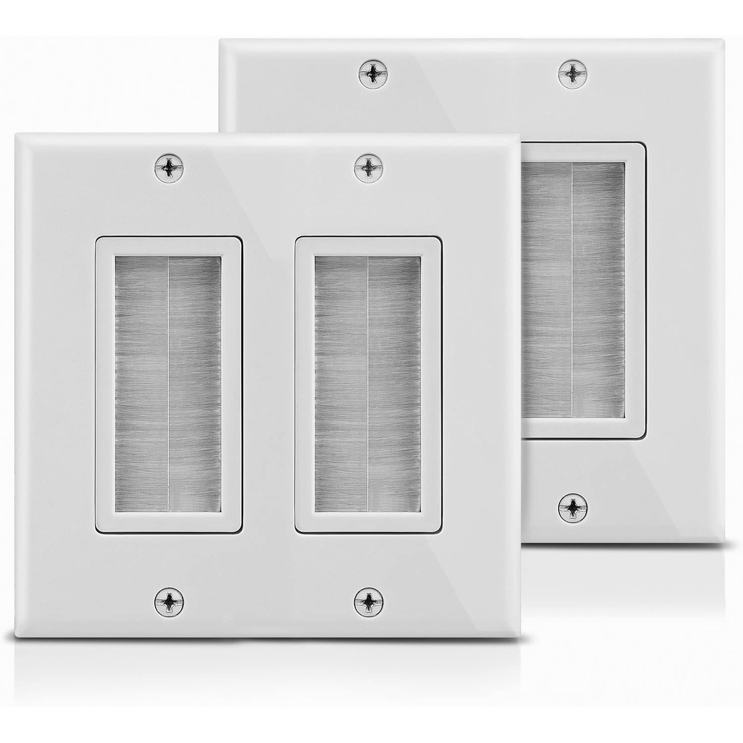 Plaque murale double, dispositif d’ouverture de style brosse, installation murale de plaque de câble basse tension