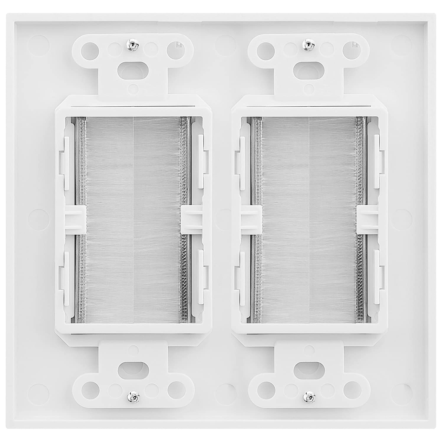 Plaque murale double, dispositif d’ouverture de style brosse, installation murale de plaque de câble basse tension