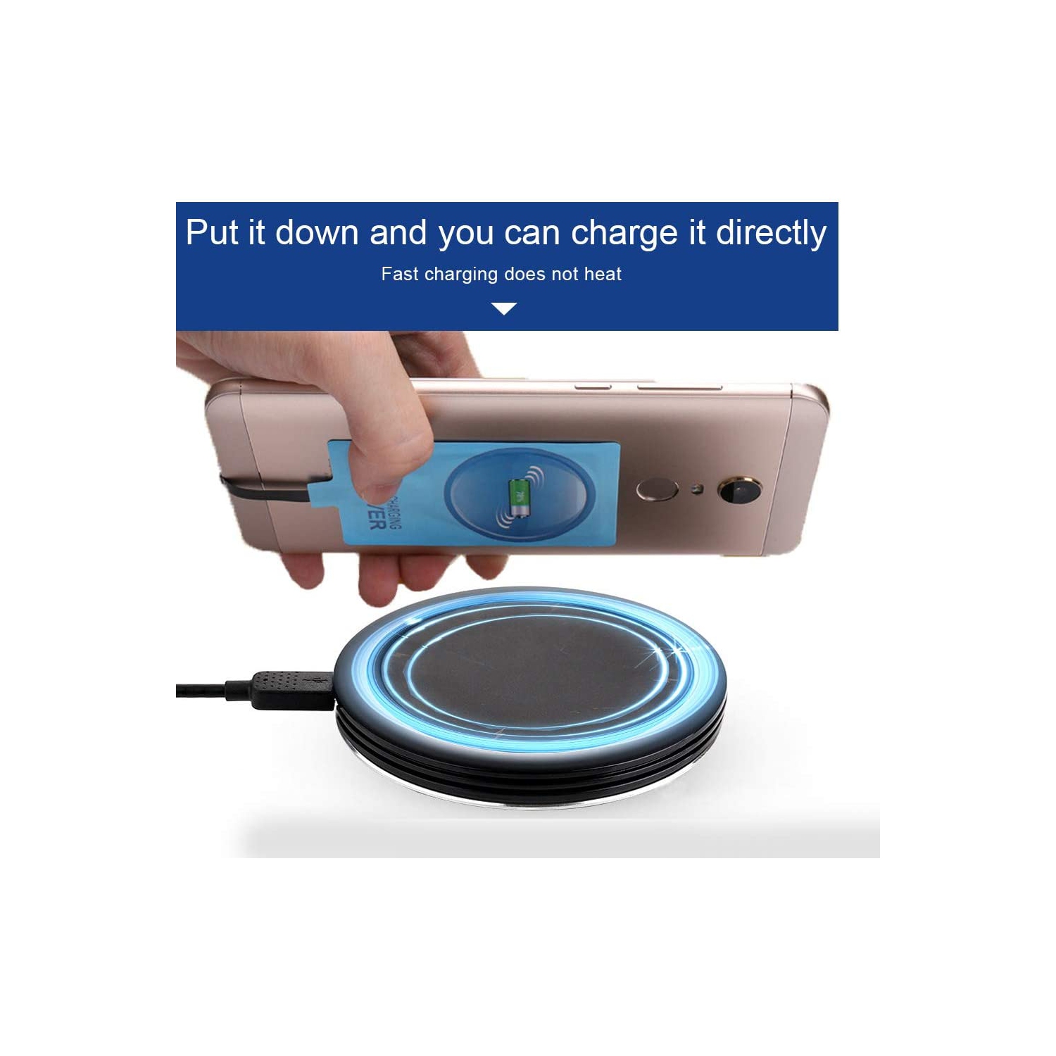 QI Wireless Charging Receiver Adapter with Fast&Smart Microchip Technology for Samsung Galaxy