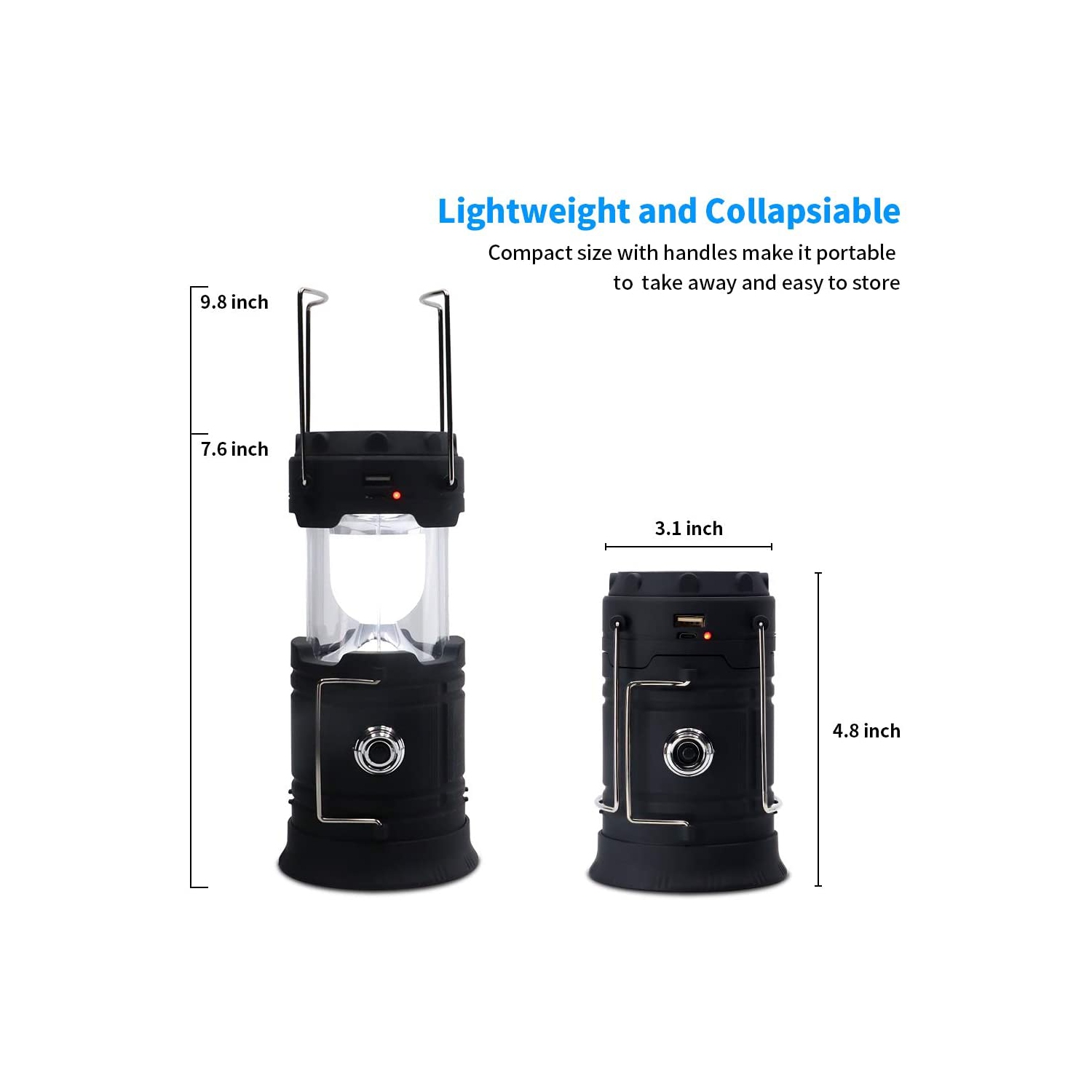 Solar Camping Light, USB Rechargeable Lantern Flashlight Outdoor SuCooper Bright Recharge Portable Light for Cam,