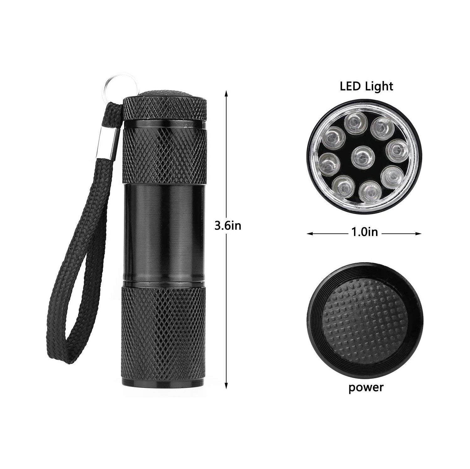 Lampe de poche DEL UV lumière noire UV 9 DEL UV lumière UV lumière UV lumière noire lumière UV lumière clignotante lumière noire animaux détecteur