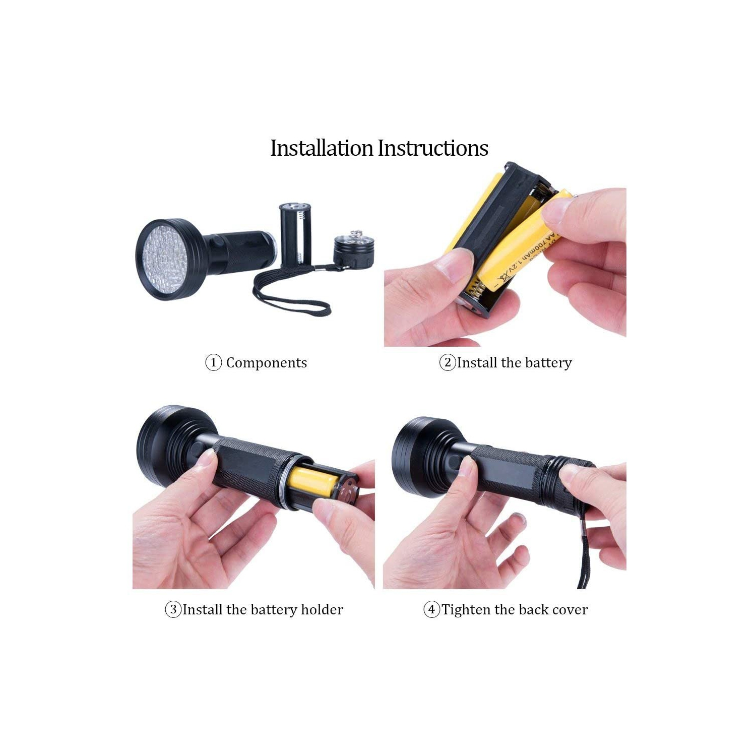 Lampe de poche UV lumière noire UV , 68 DEL 395 NM UV Blacklight détecteur d’urine pour animaux de compagnie chat,