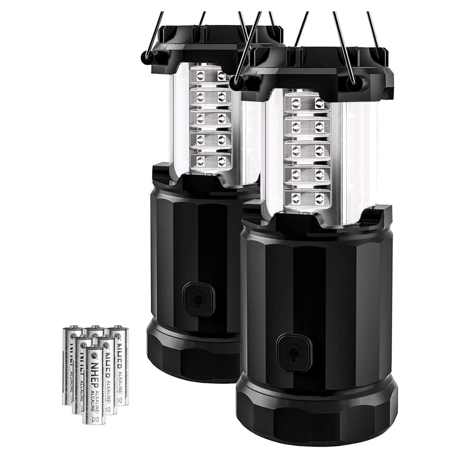 Upgrade 2 Pack LED Camping Lantern with Magnetic Base and Adjustable Brightness, Survival Kit for Emergency,
