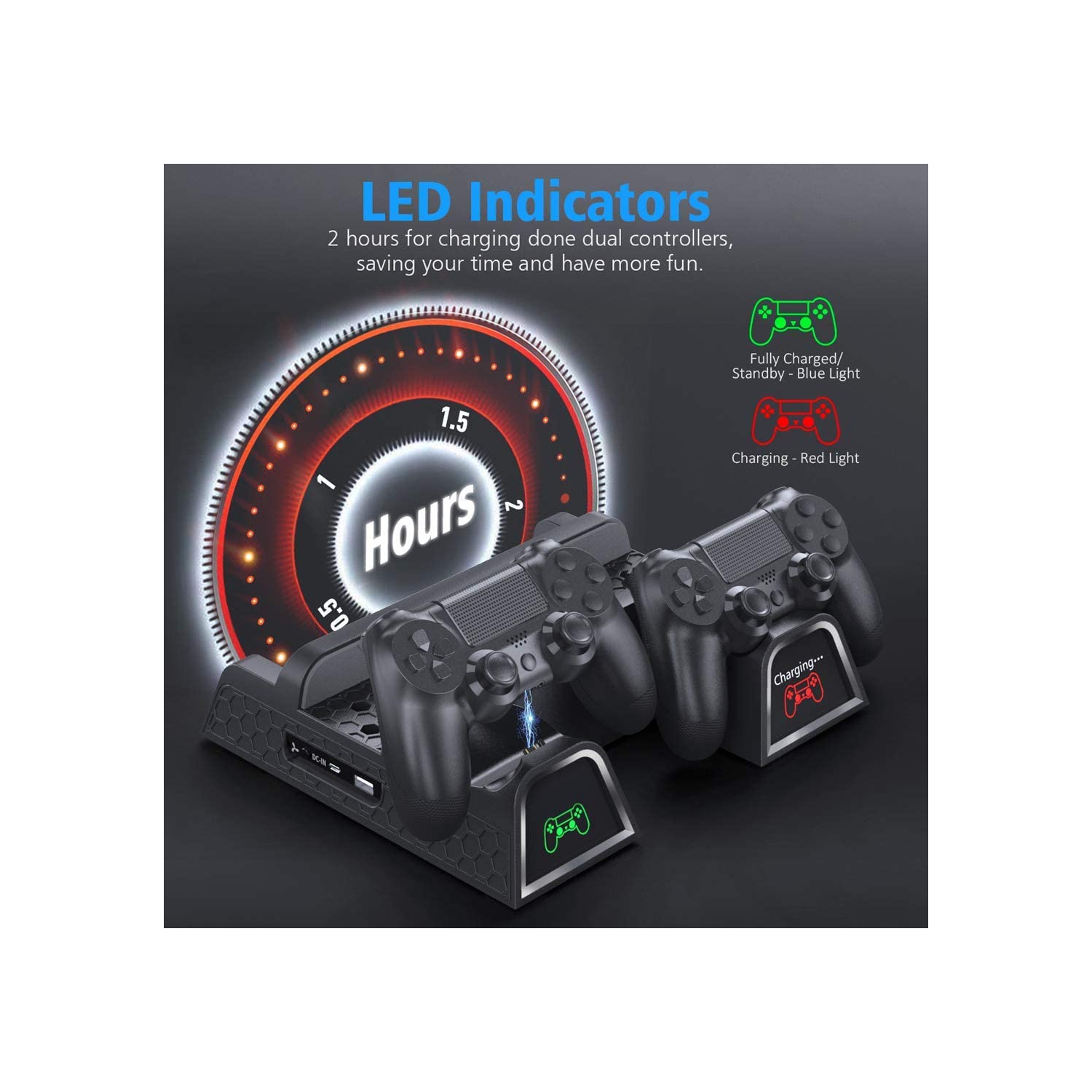 PS4/PS4 Slim/PS4 Pro ler, Support vertical multifonction avec support, chargeur de manette avec DEL pour PS4