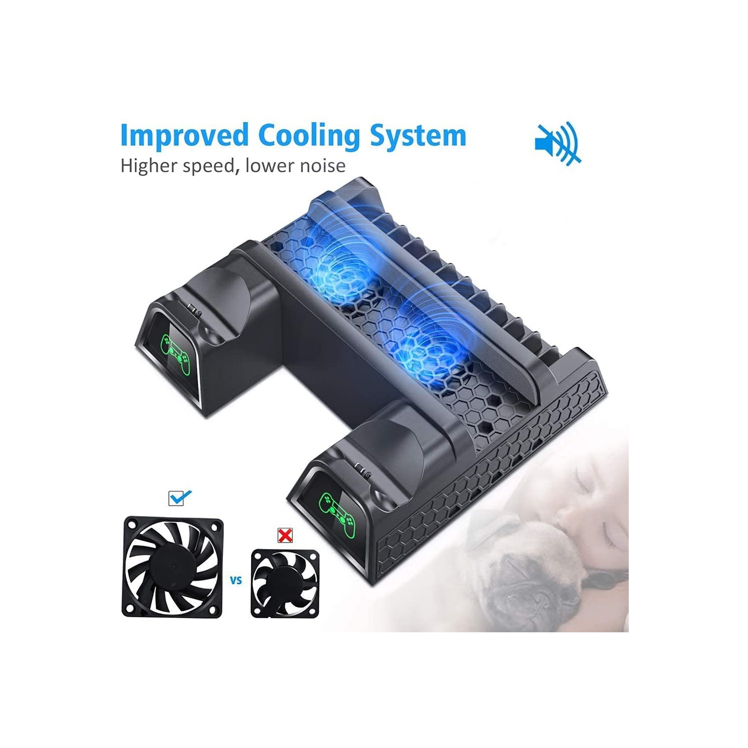 PS4/PS4 Slim/PS4 Pro ler, Support vertical multifonction avec support, chargeur de manette avec DEL pour PS4