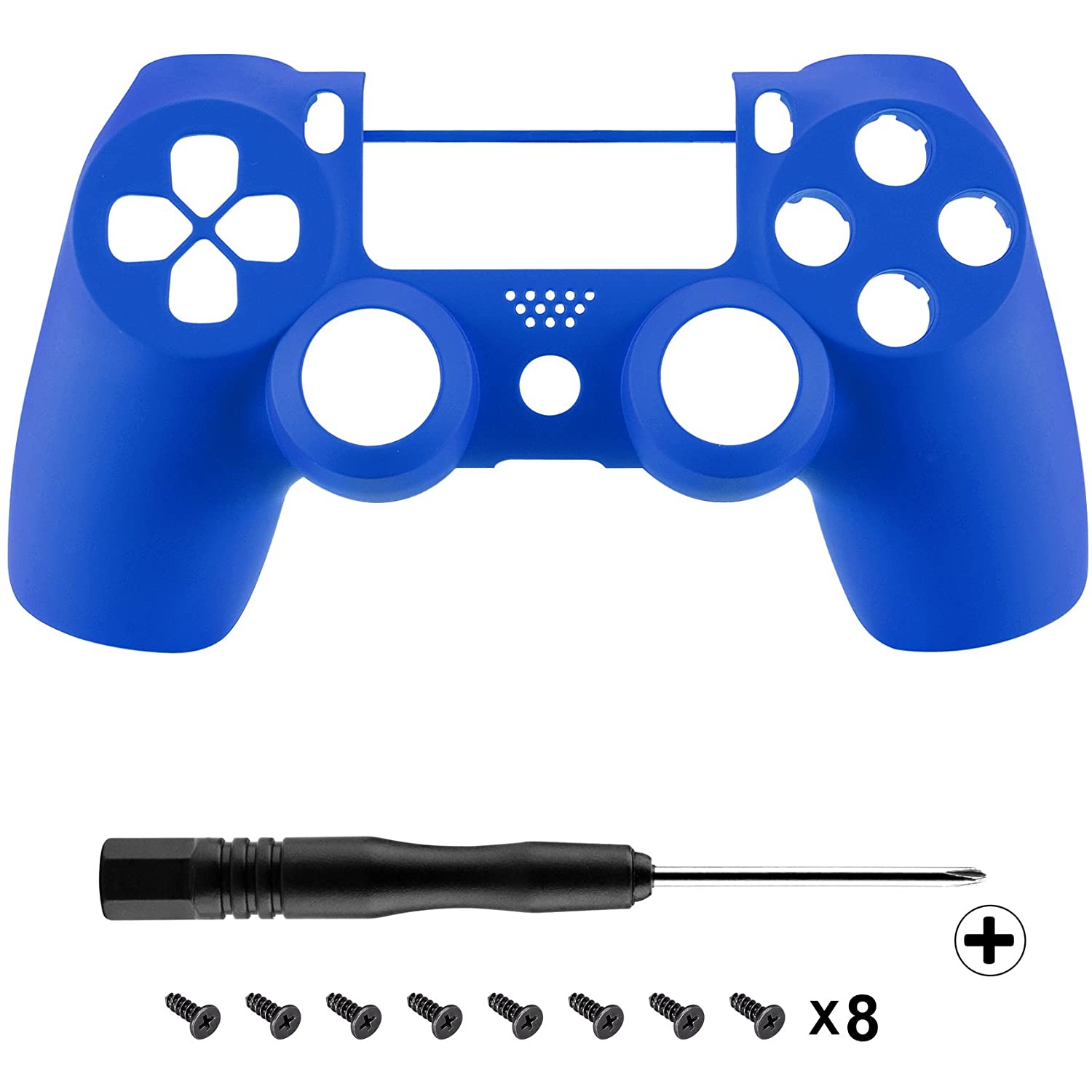Blue Custom Faceplate Cover for PS4 Slim Pro Controller, Soft Touch Front Housing Shell Case