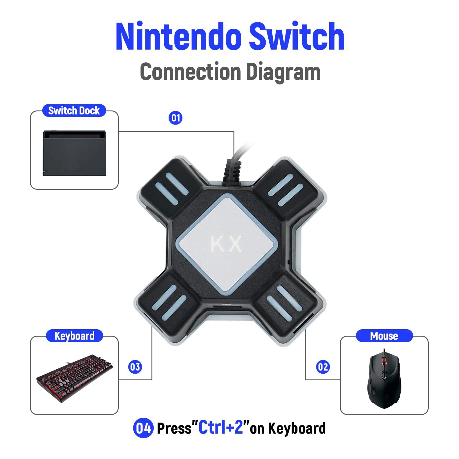 Adaptateur de clavier pour manette de jeu KX pour N-Switch/Xbox One/PS4
