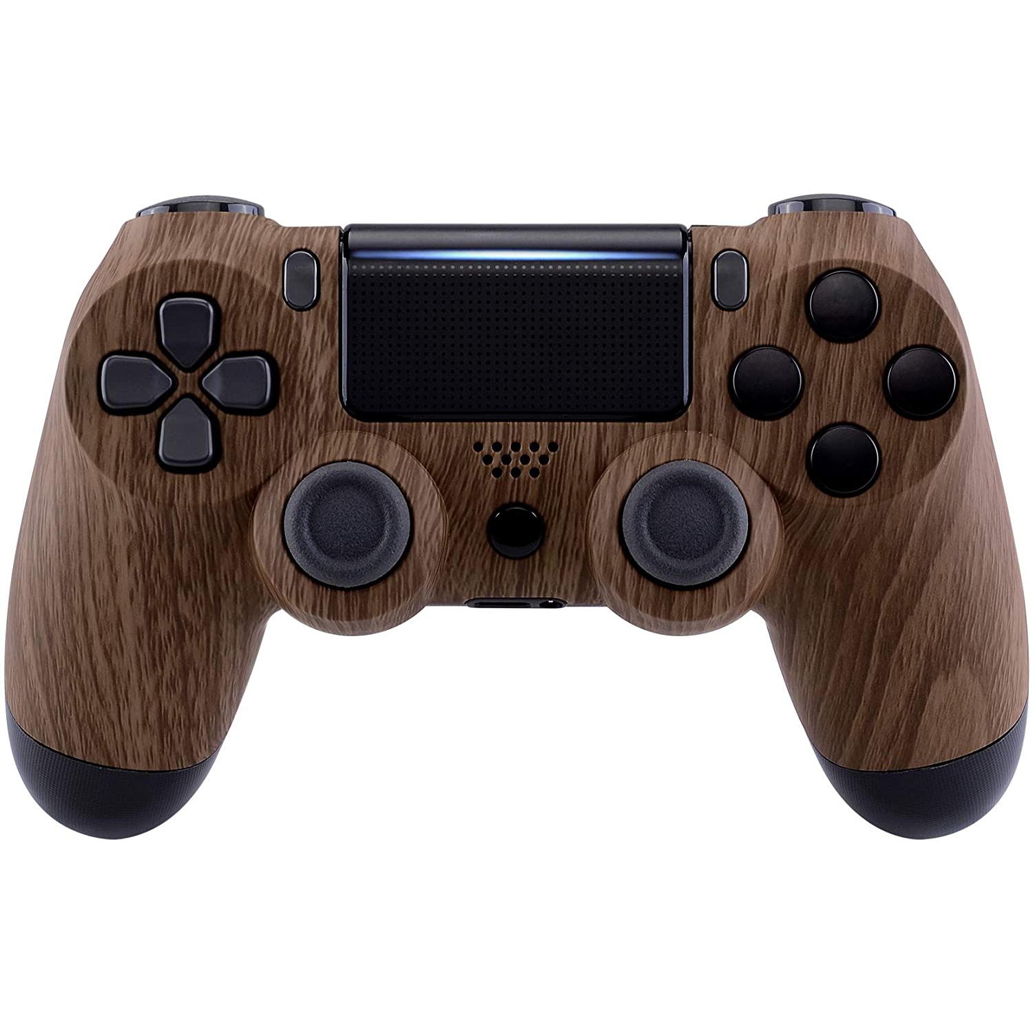 Habillage souple à facettes de grain de bois brun pour manette Slim Pro de PS4, revêtement sur mesure pour le boîtier avant