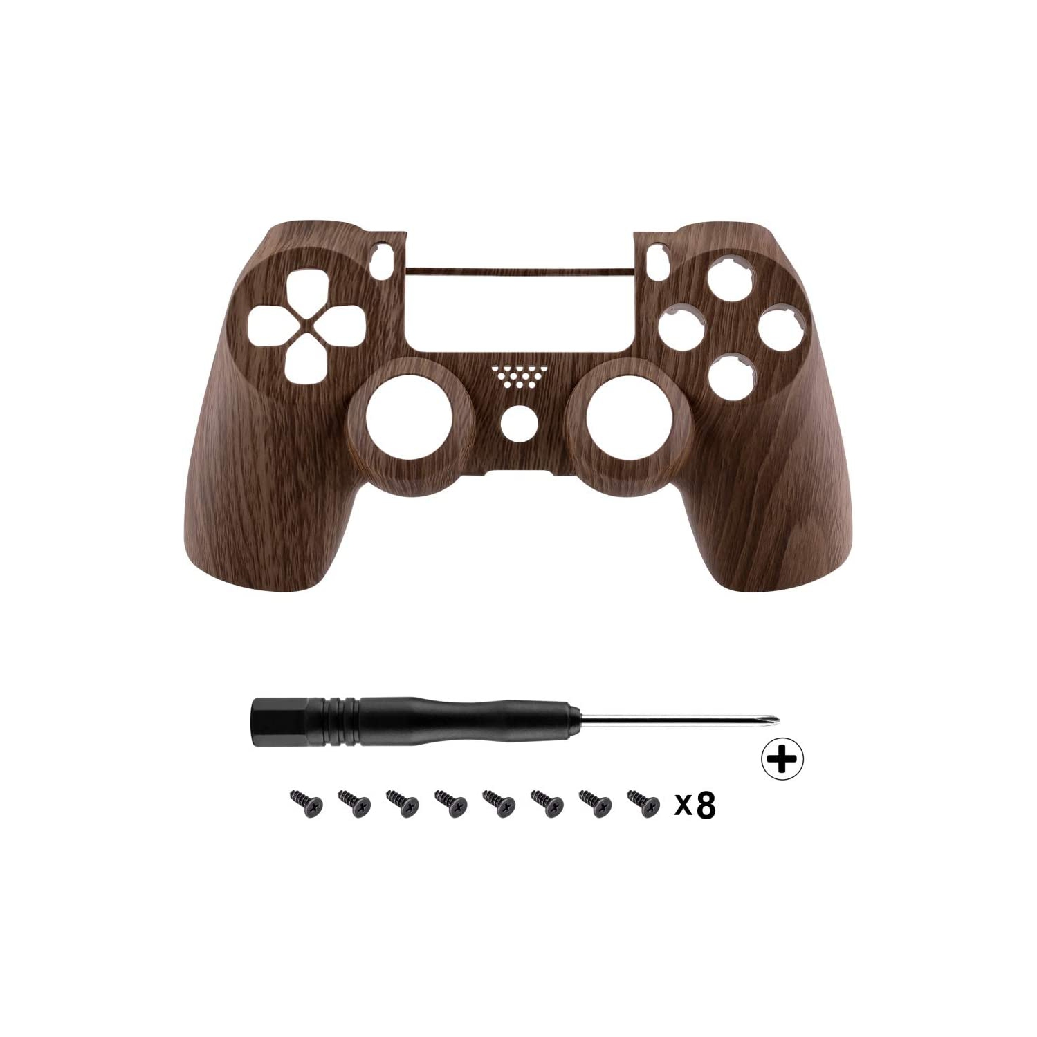 Habillage souple à facettes de grain de bois brun pour manette Slim Pro de PS4, revêtement sur mesure pour le boîtier avant