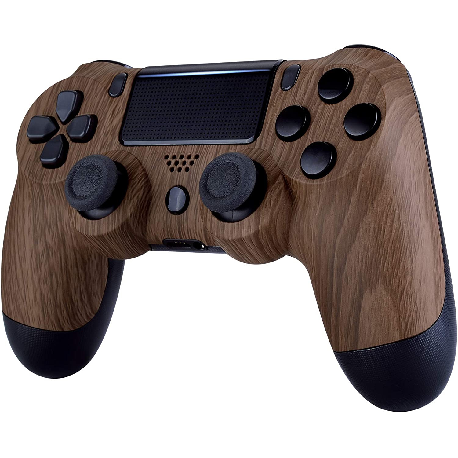 Habillage souple à facettes de grain de bois brun pour manette Slim Pro de PS4, revêtement sur mesure pour le boîtier avant