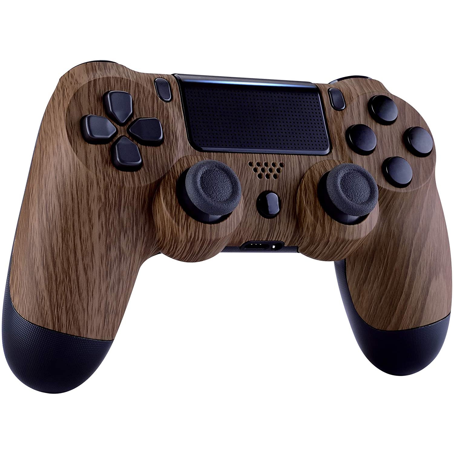 Habillage souple à facettes de grain de bois brun pour manette Slim Pro de PS4, revêtement sur mesure pour le boîtier avant