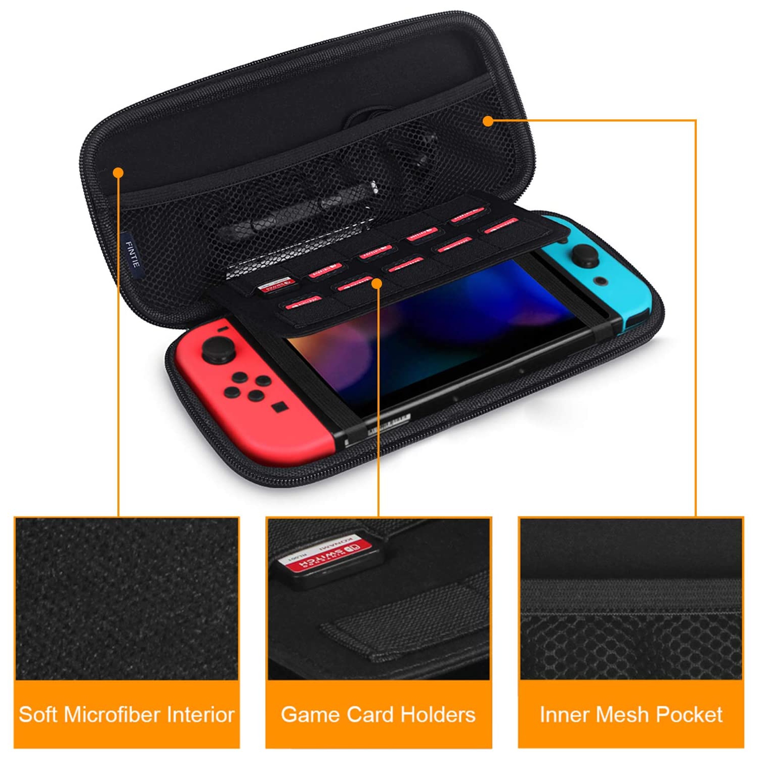 Carry Case for Nintendo Switch - Portable Traveler Protective Cover Storage Carrying Bag Pouch with 10 Game Card