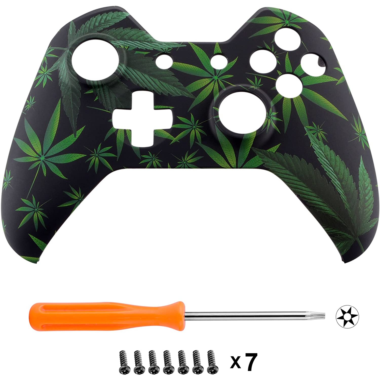 Green Weeds Leaves Soft Touch Grip Front Housing Shell Faceplate for Standard Xbox One Controller (Fits