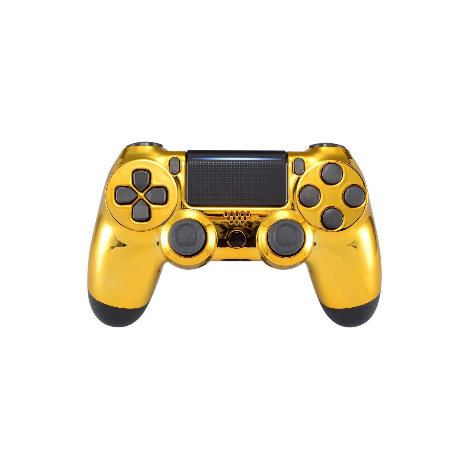 Custom Replacement Faceplate Cover for PS4 Slim Pro Controller, Chrome Gold Front Housing Shell Case