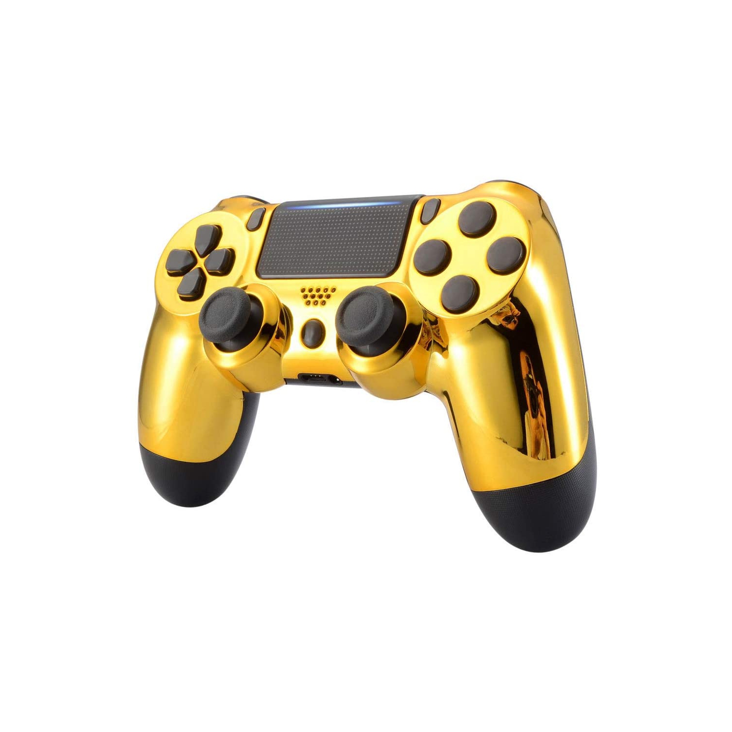 Custom Replacement Faceplate Cover for PS4 Slim Pro Controller, Chrome Gold Front Housing Shell Case