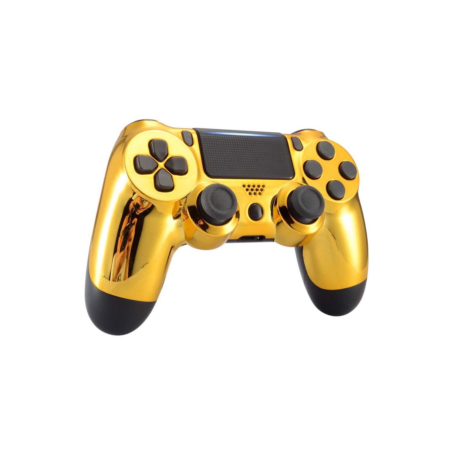 Custom Replacement Faceplate Cover for PS4 Slim Pro Controller, Chrome Gold Front Housing Shell Case