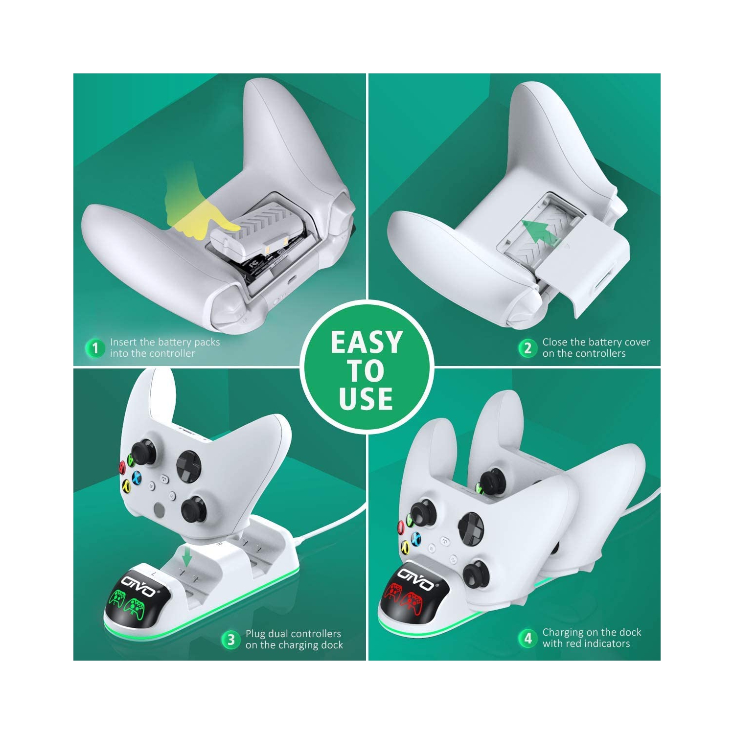 Controller Charger Compatible with Xbox Series, One/S/X Controller, Dual Charging Station Updated LED