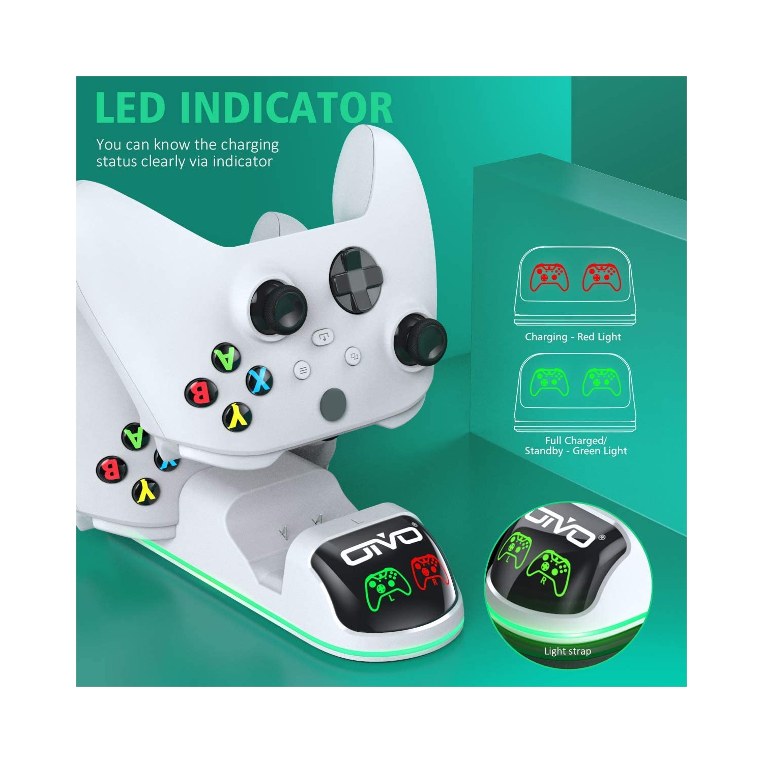 Controller Charger Compatible with Xbox Series, One/S/X Controller, Dual Charging Station Updated LED