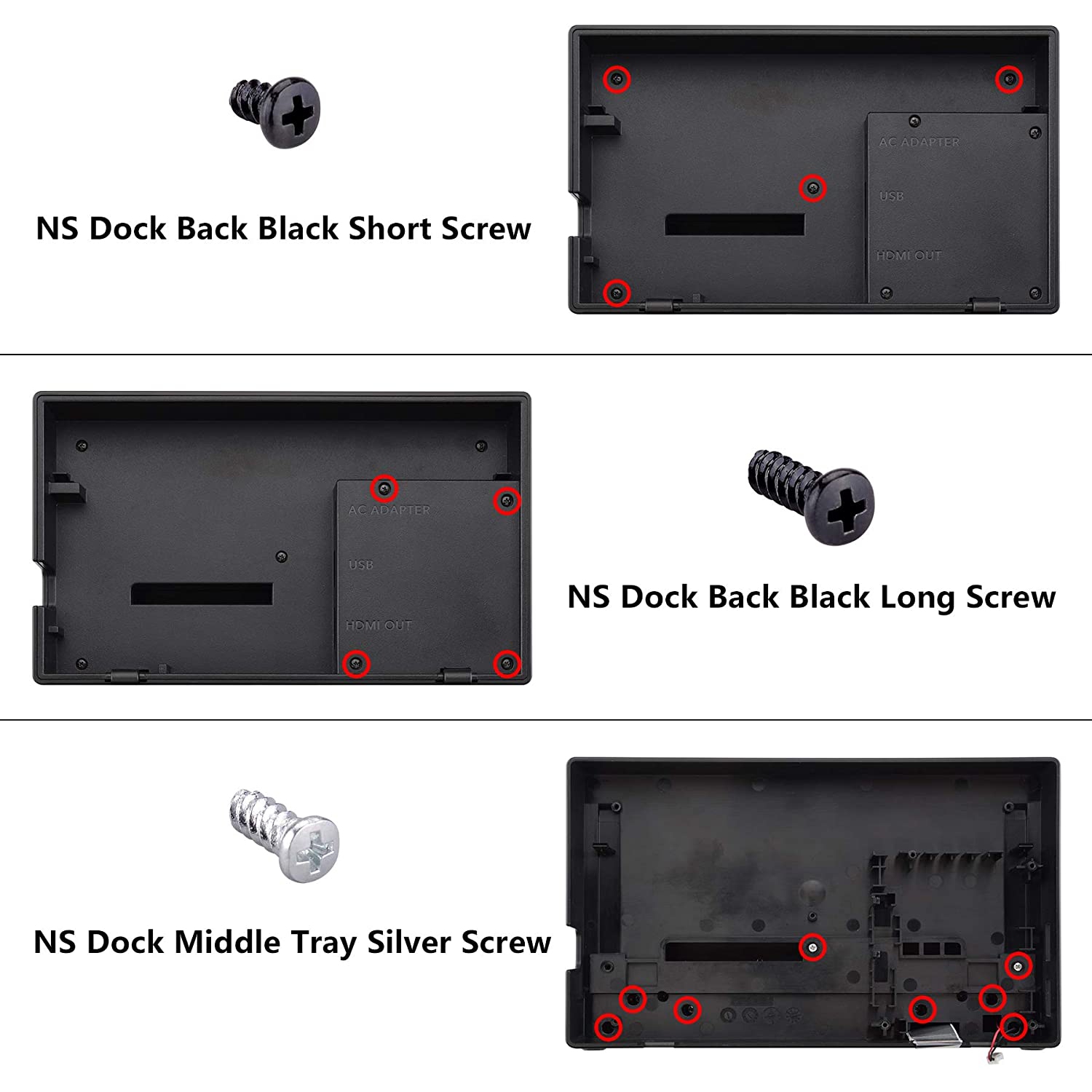 Black Custom Faceplate for Nintendo Switch Charging Dock, Soft Touch Grip DIY Replacement Housing Shell