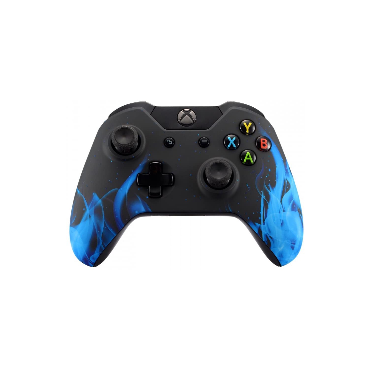 Blue Flame Soft Touch Grip Front Housing Shell Faceplate for Standard Xbox One Controller (Fits Both