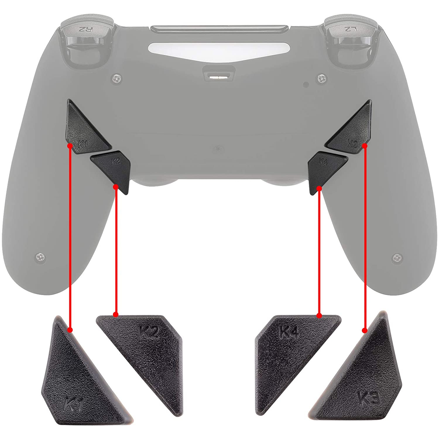 Replacement Ergonomic Back Buttons, K1 K2 K3 K4 Paddles for PS4 Controller Dawn Remap Kit (Only fits