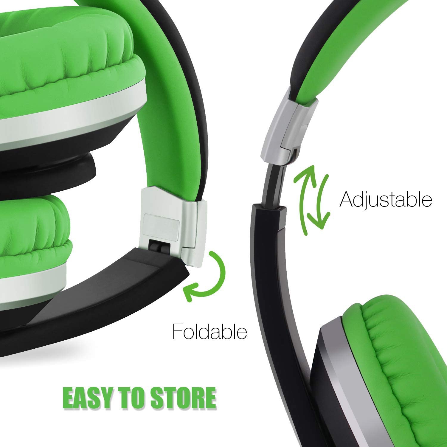 Foldable Adjustable Stereo Wired Headphones with Microphone, Over Ear Kids Childrens Headsets for CD DVD MP3/4