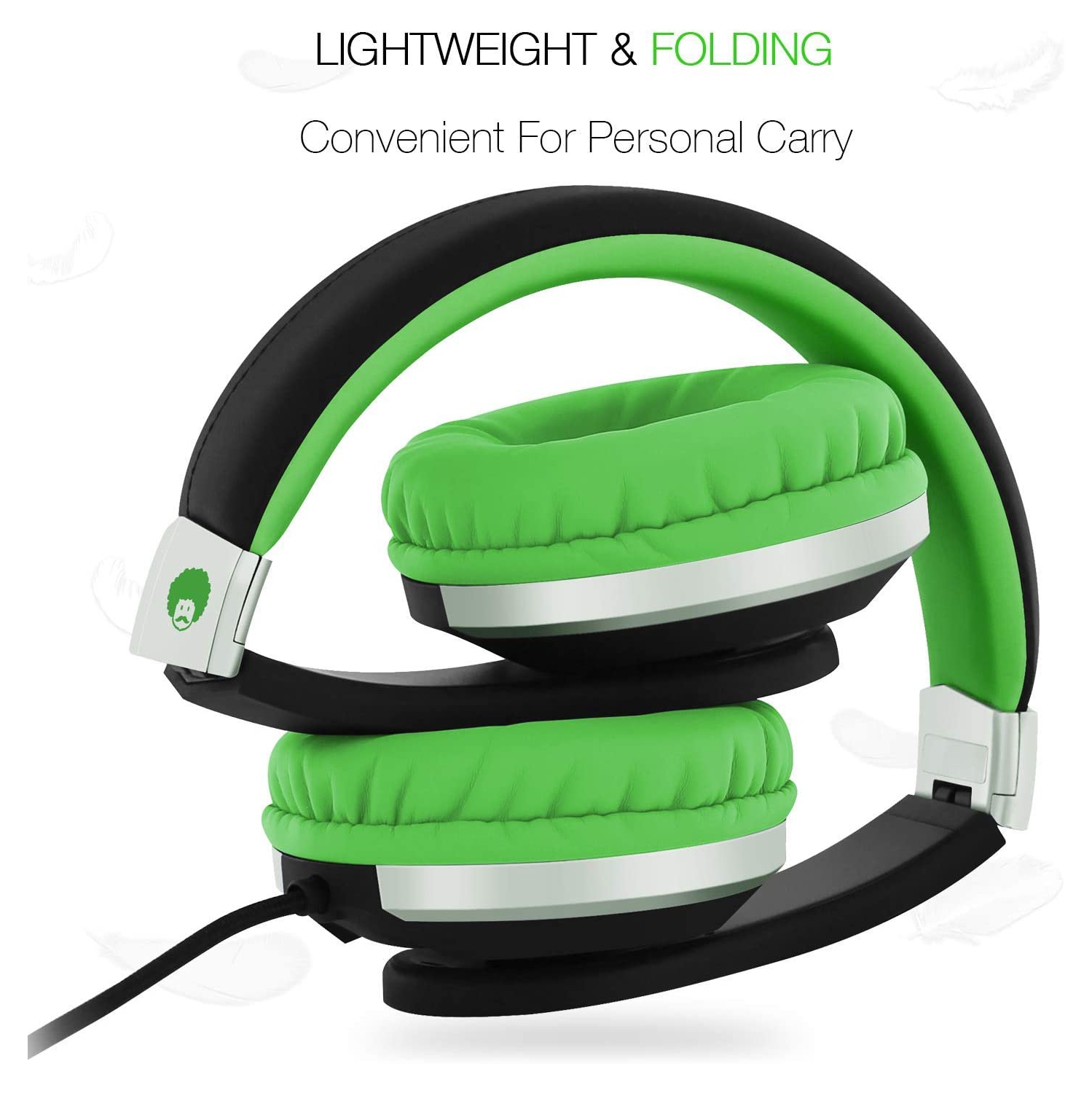 Foldable Adjustable Stereo Wired Headphones with Microphone, Over Ear Kids Childrens Headsets for CD DVD MP3/4