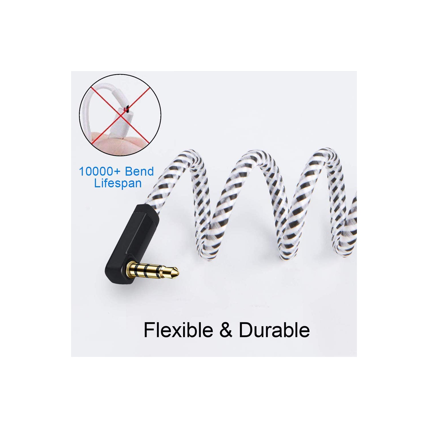 TRRS 3.5mm Audio Cable 6 Feet, 90 Degree 3.5mm Male to Male Aux Cable/Right Angle 4 Pole Auxiliary Stereo