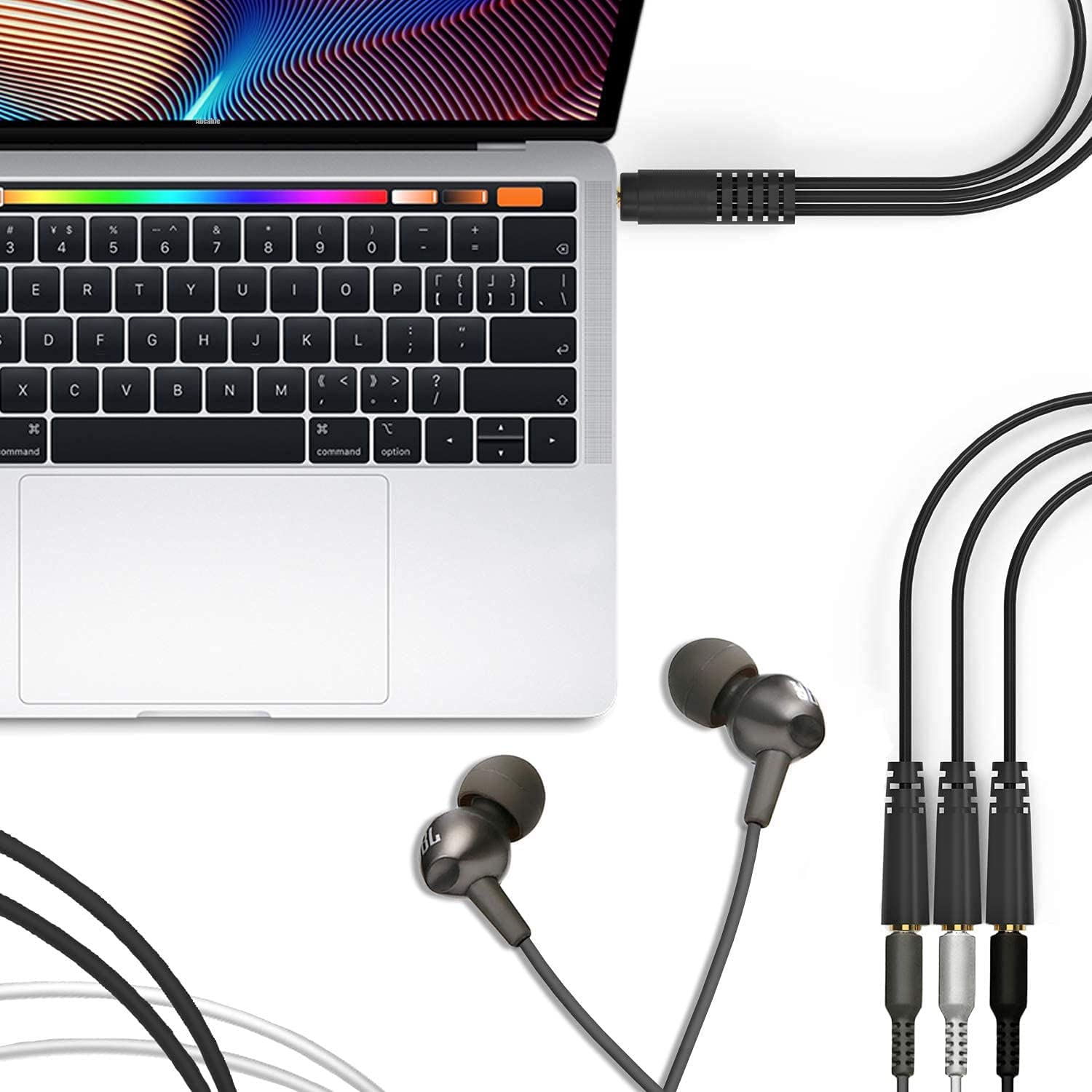 3.5mm Stereo Audio Splitter Cable 1FT Gold Plated 3.5mm TRRS Male to 3 x 3.5mm (1/8") Stereo Jack Female