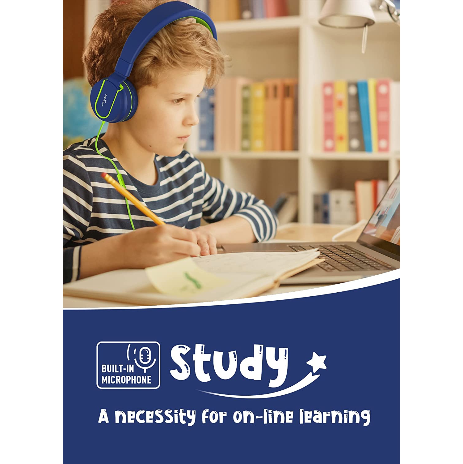 I35 Kid Headphones with Microphone Volume Limited 85dB Children Girls Boys Teen Lightweight Foldable Wired