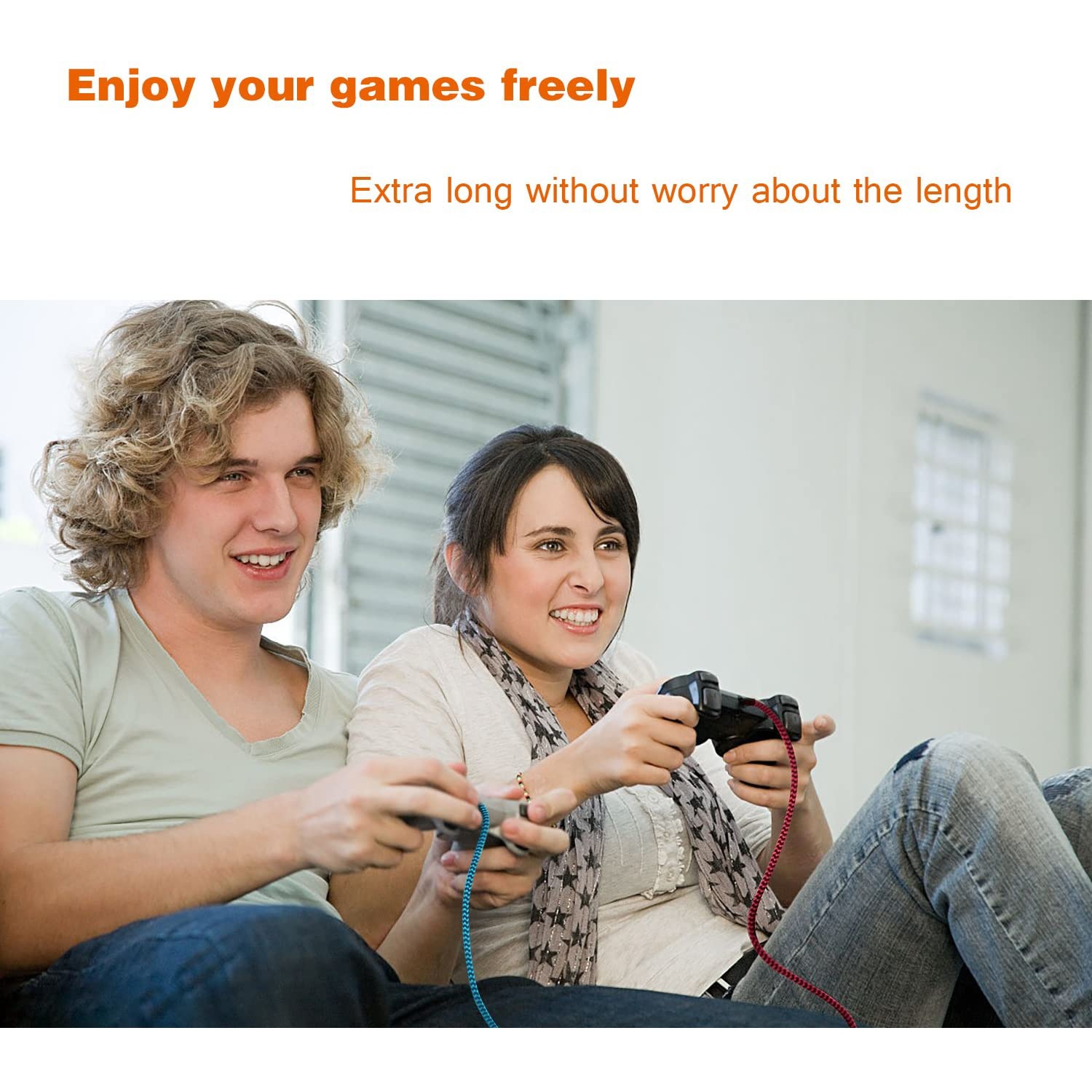 Câble micro USB de 15 pi, câbles de recharge Andorid tissé extra long, paquet de 2 micro USB colorés vers USB 2.0