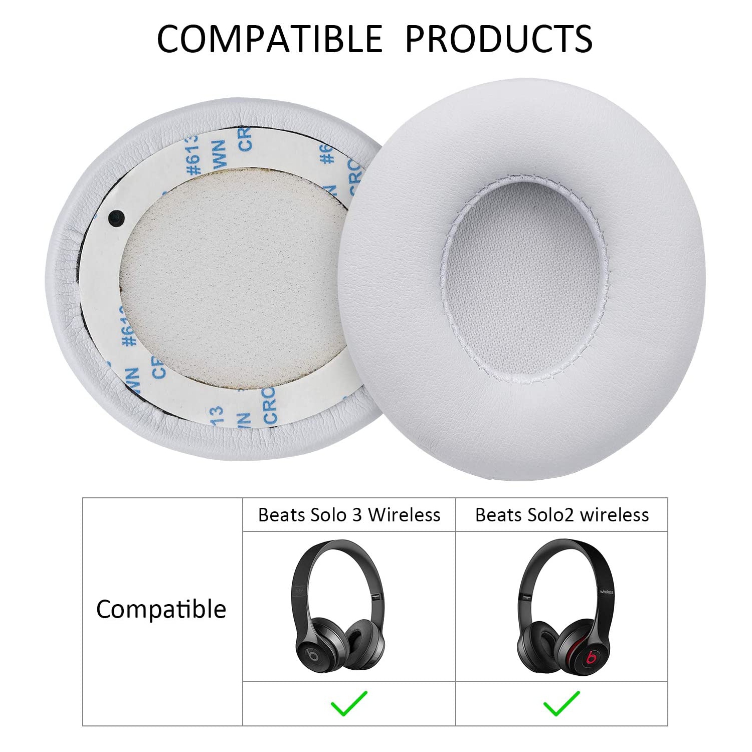 Coussinets de rechange pour casque d’écoute sans fil Solo 2/Solo 3 de Beats, oreillettes en polyuréthane
