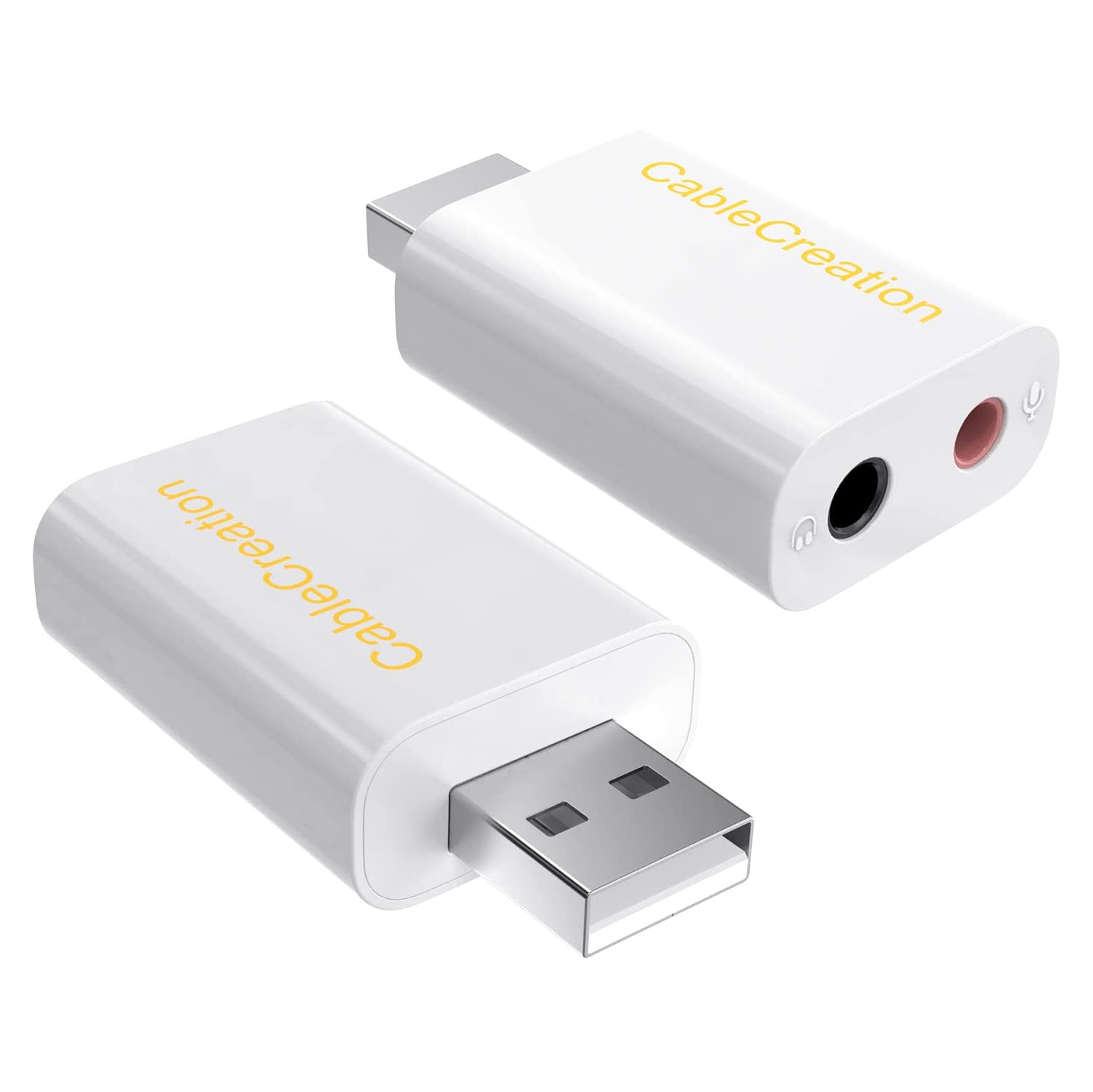 USB to 3.5mm Jack Audio Adapter, External USB Stereo Sound Card with 3.5mm Headset and Microphone Jack