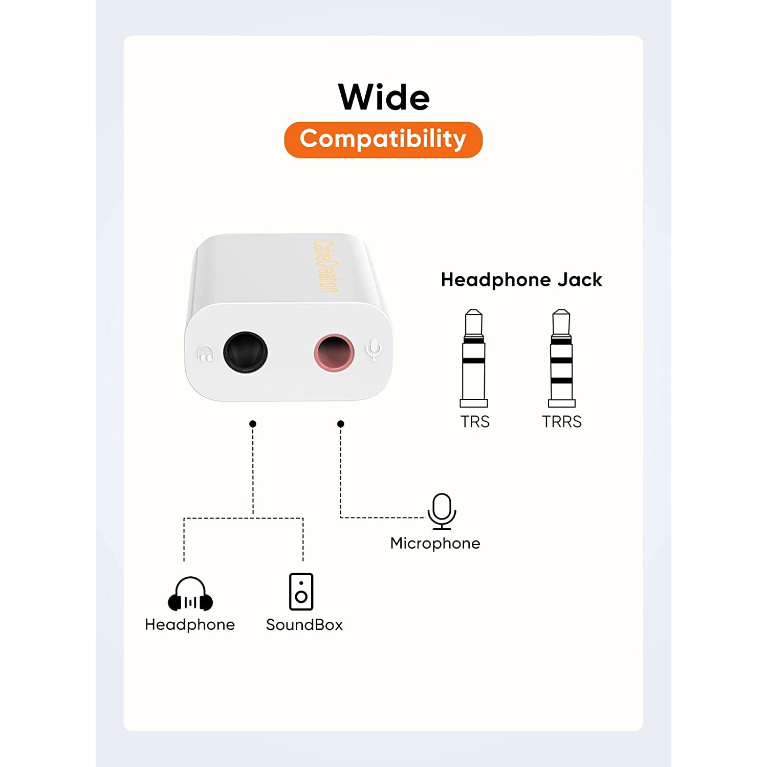 USB to 3.5mm Jack Audio Adapter, External USB Stereo Sound Card with 3.5mm Headset and Microphone Jack