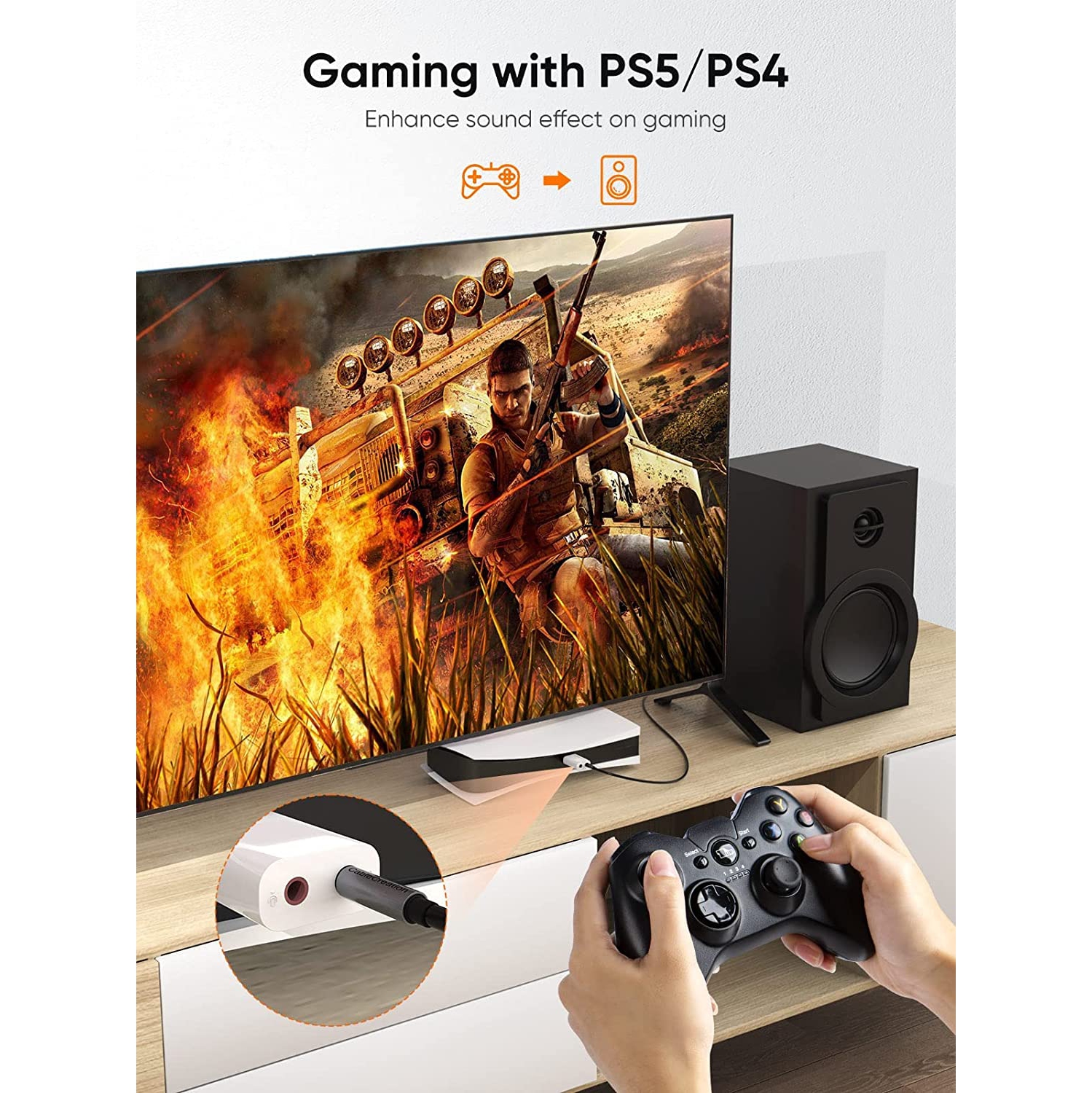 USB to 3.5mm Jack Audio Adapter, External USB Stereo Sound Card with 3.5mm Headset and Microphone Jack