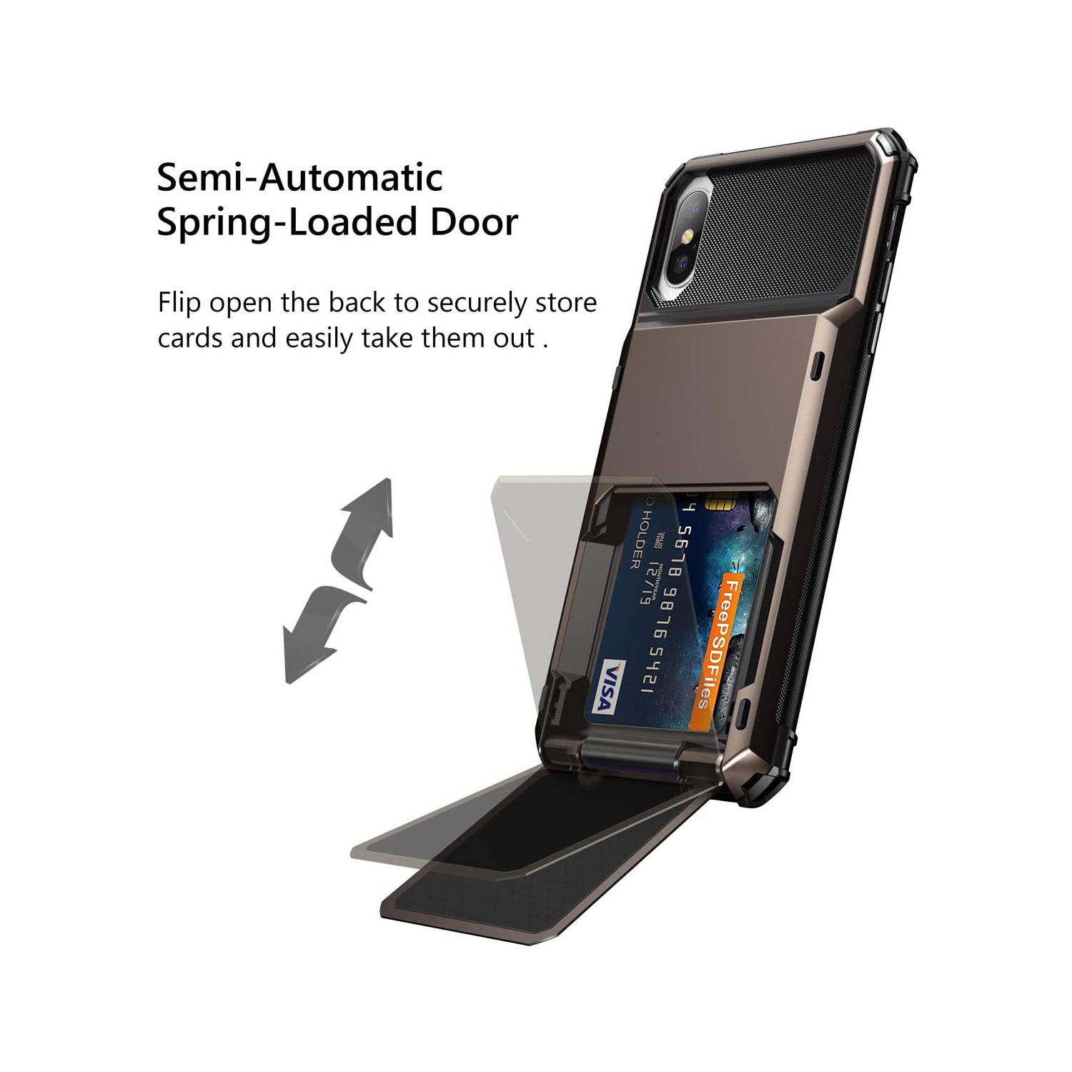 Cover for iPhone X Case iPhone Xs Case Wallet 4-Card Holder Slot Flip Door Hidden Back Pocket Scratch-Proof